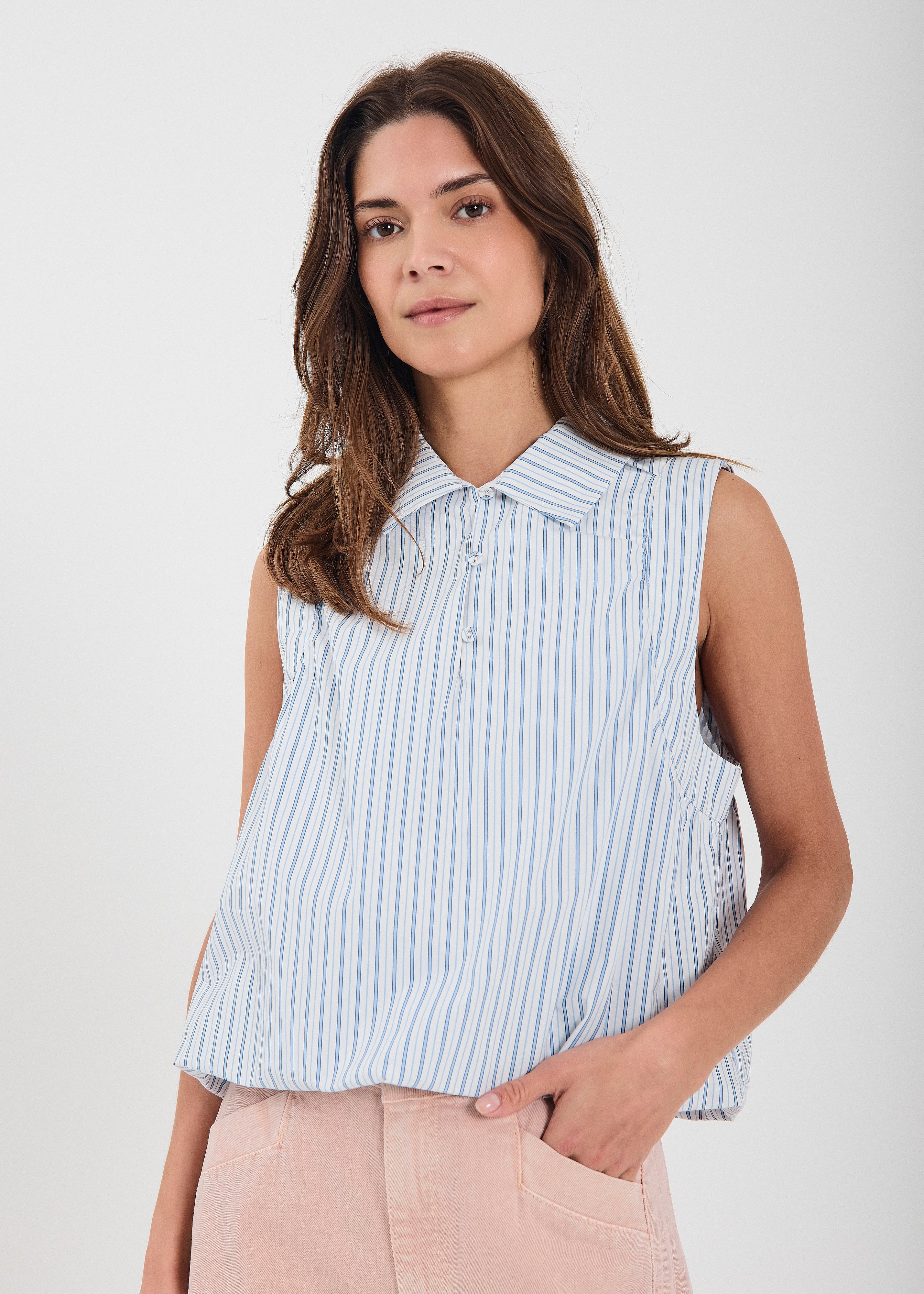 NORR Alva SL top Toppe Light blue stripe