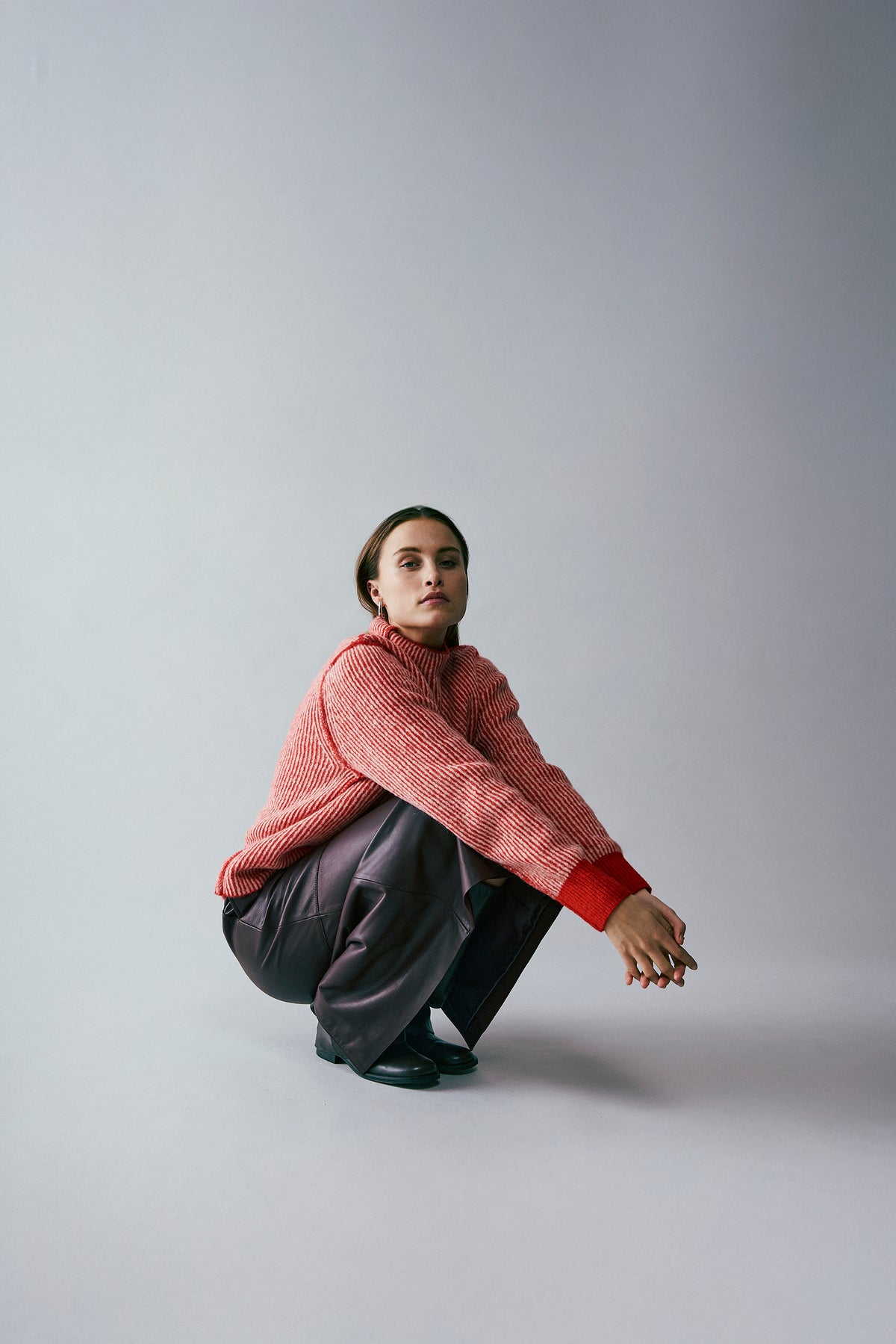 NORR Ames knit top Strik Red stripe