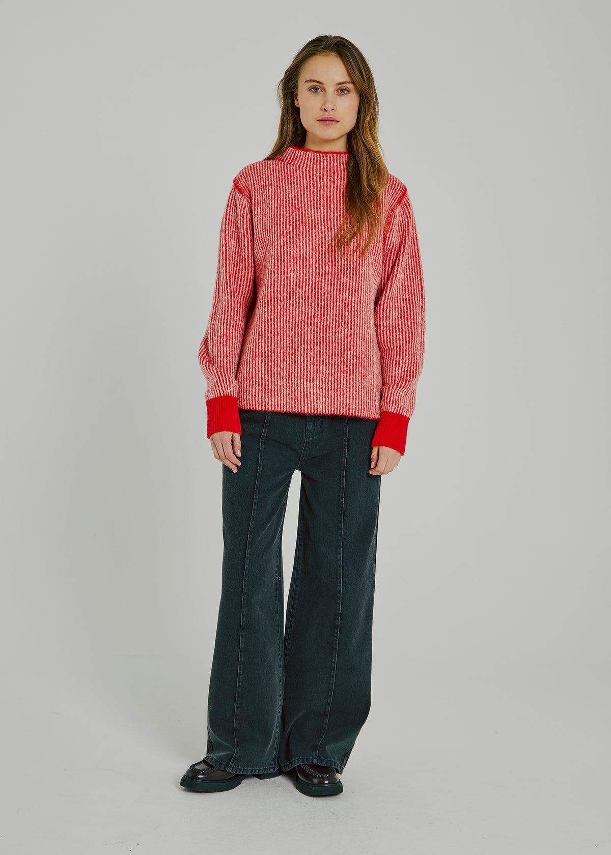 NORR Ames knit top Strik Red stripe