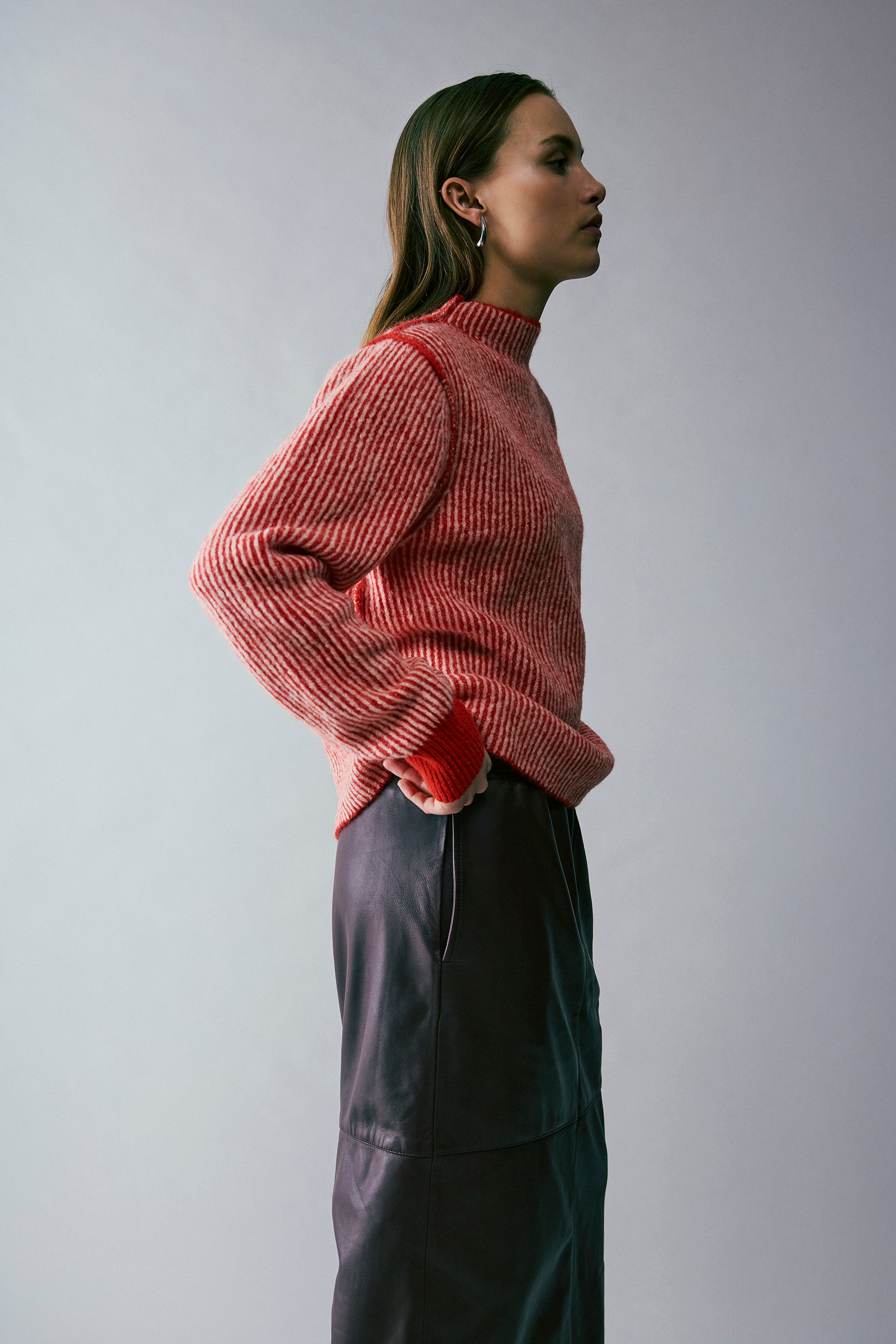 NORR Ames knit top Strik Red stripe