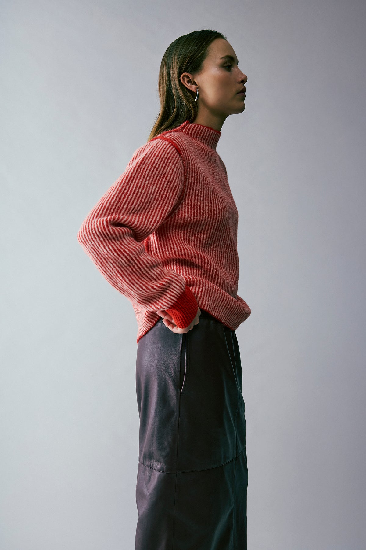 NORR Ames knit top Strik Red stripe