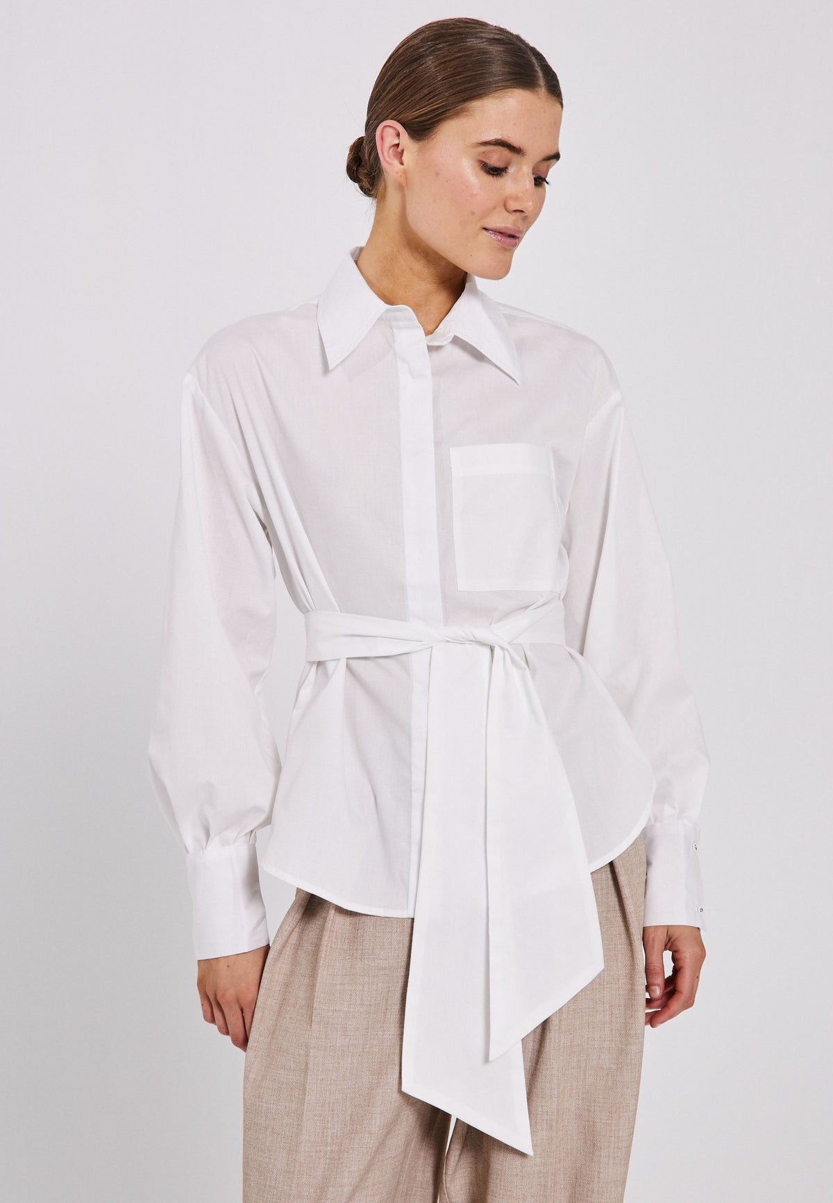 NORR Billie tie shirt Skjorter White