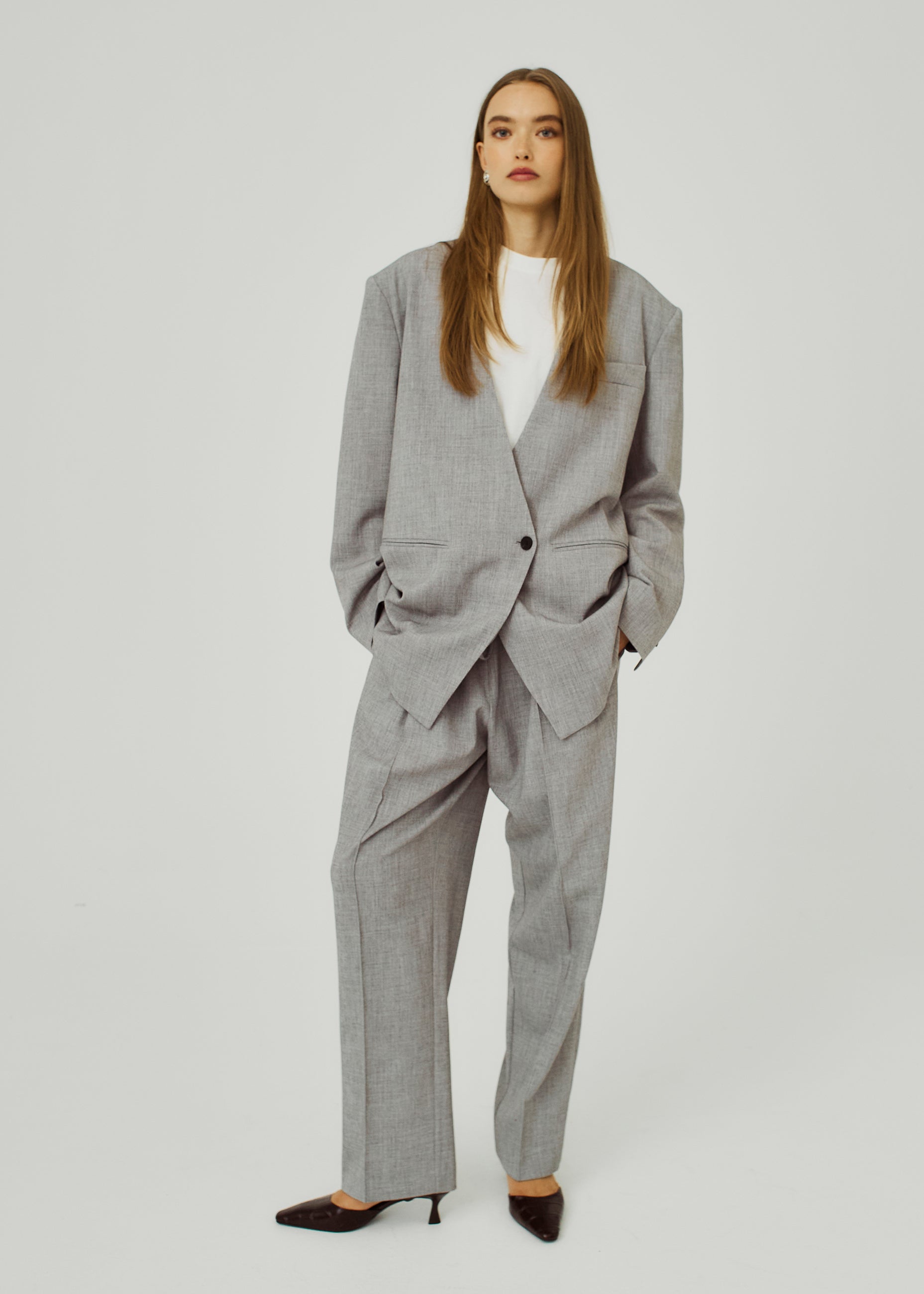 NORR Cano casual pants Bukser Grey melange