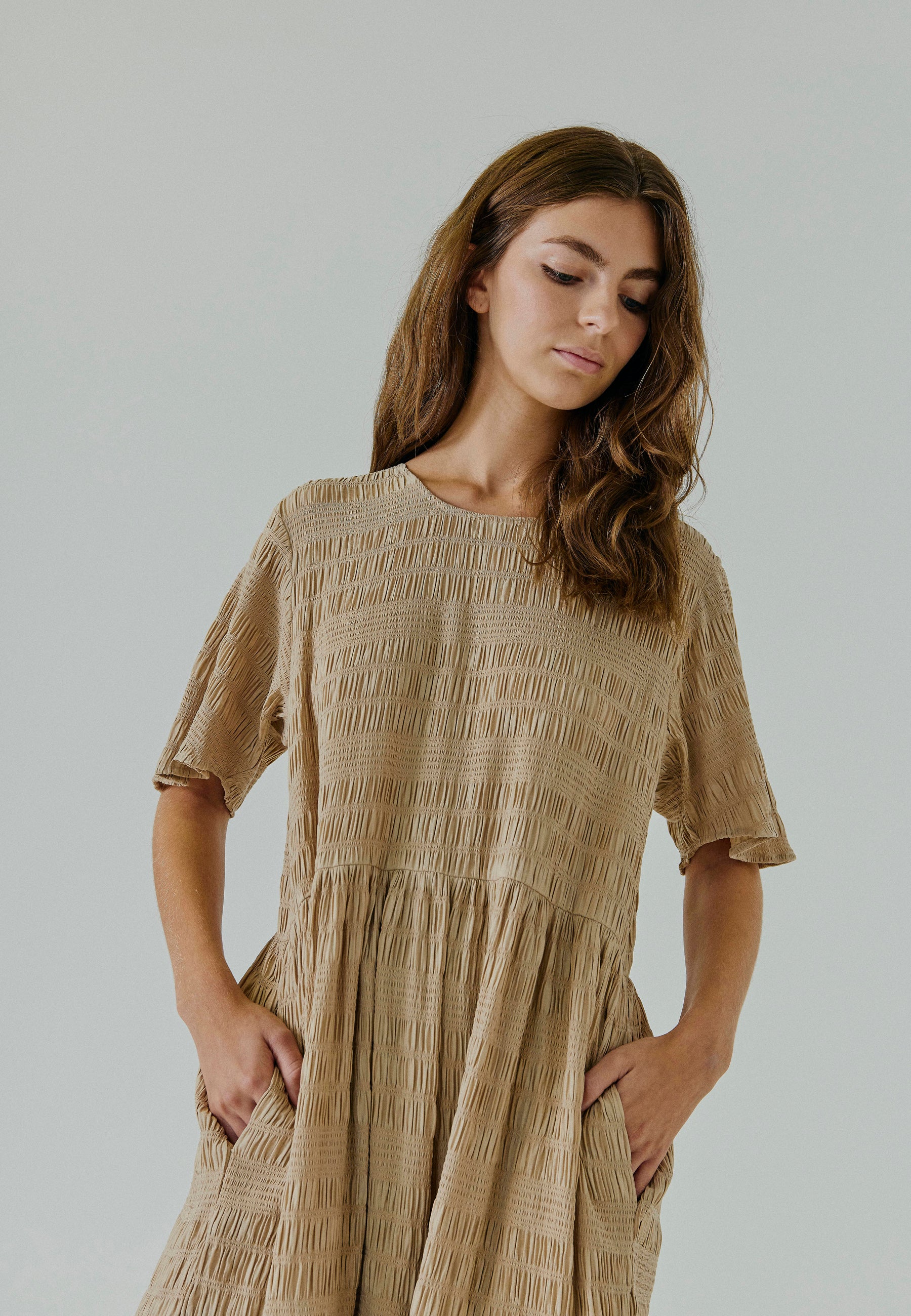 NORR Clarra midi dress Kjoler Warm Beige