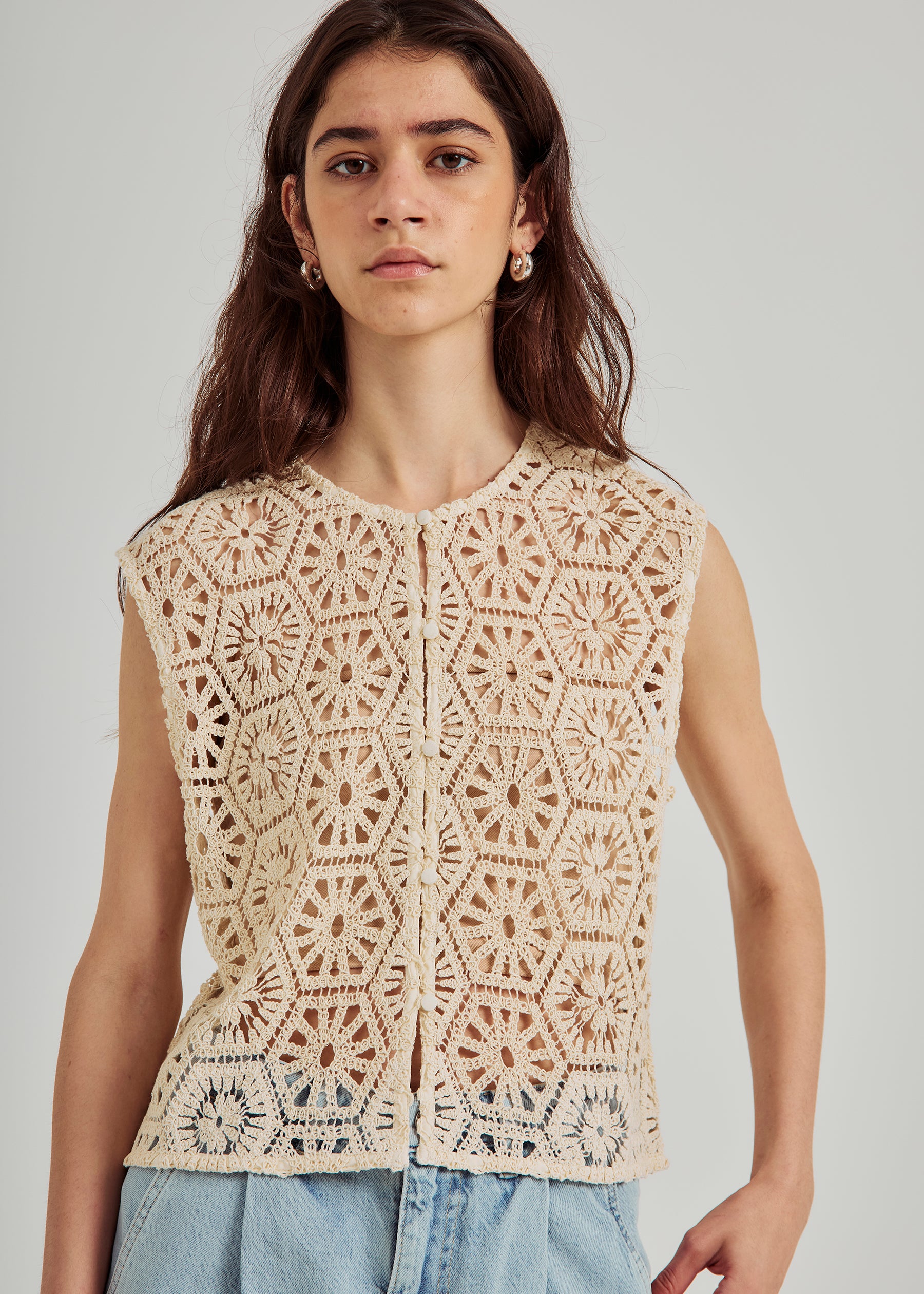 NORR Crochet top Tops Off-white