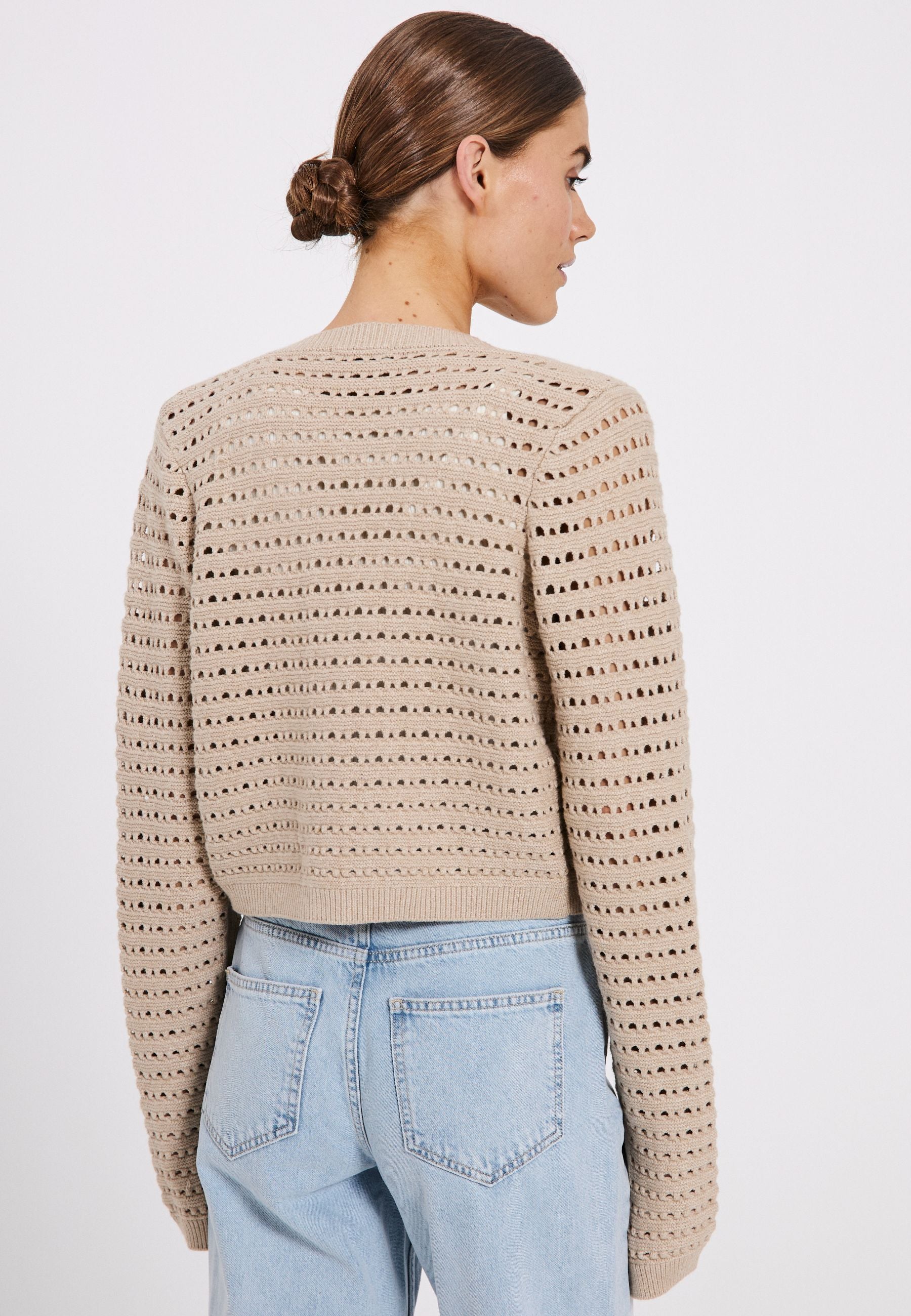NORR Crome knit cardigan Knits Beige mélange