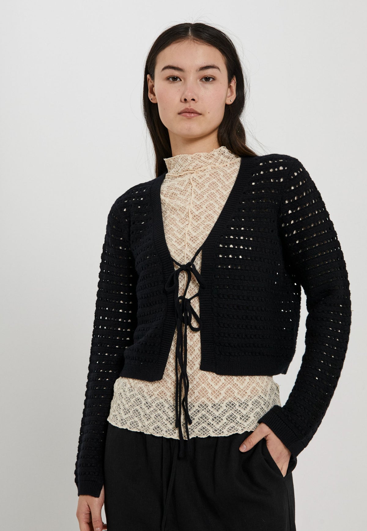 NORR Crome knit cardigan Strik Black
