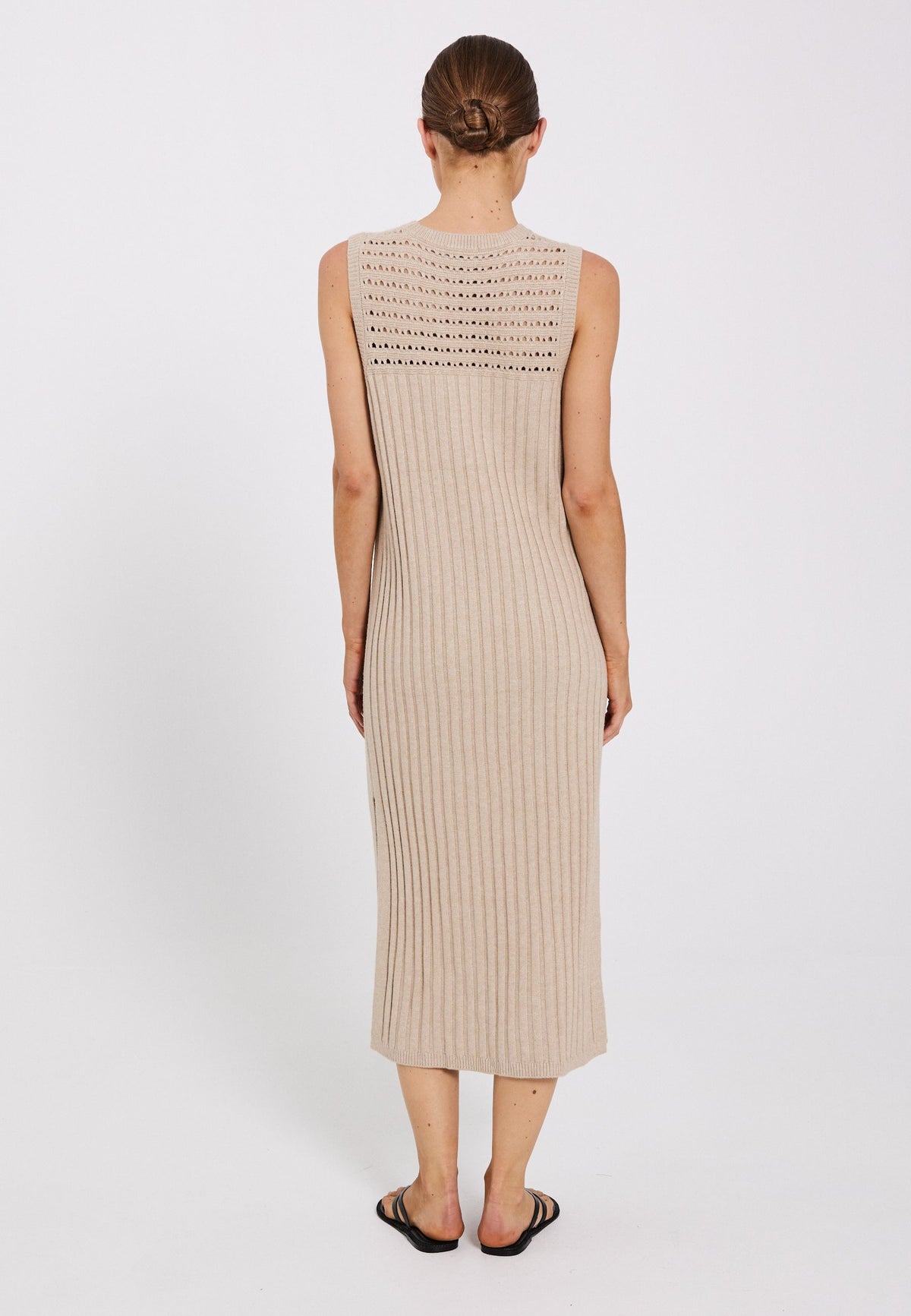 NORR Crome rib knit dress Kjoler Beige mélange