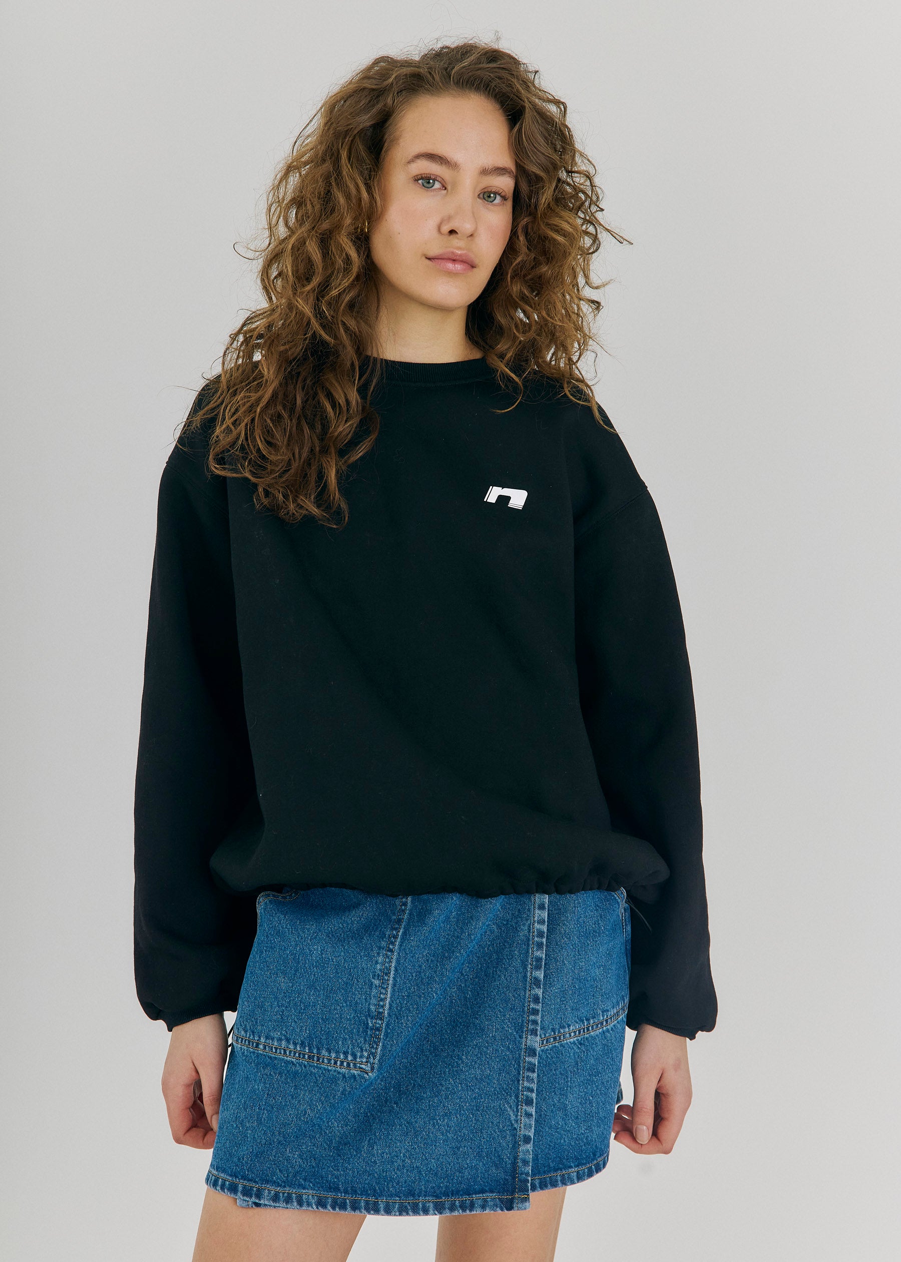 NORR Daphine sweat top Tops Black w. white print