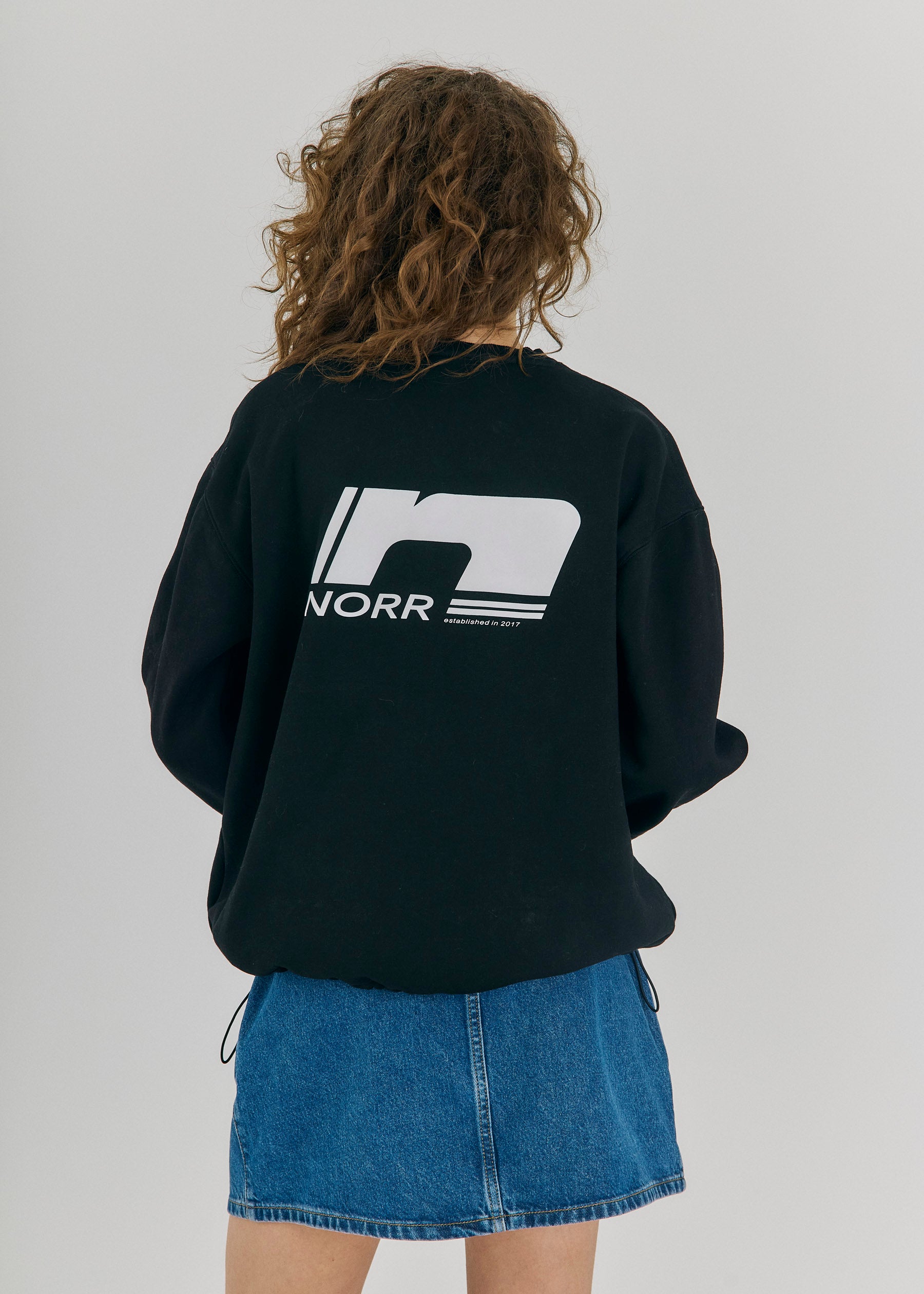 NORR Daphine sweat top Tops Black w. white print