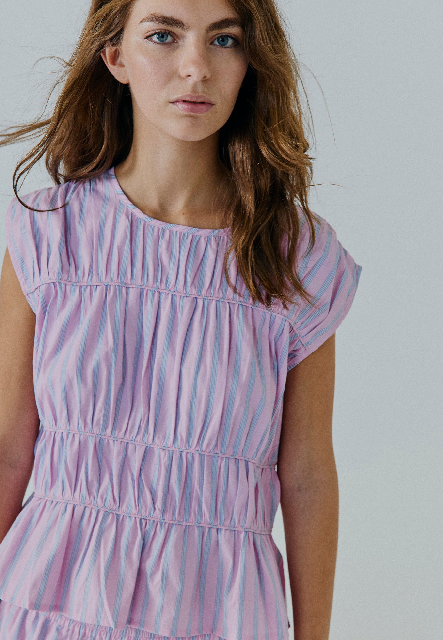 NORR Emily SL top Toppe Blue/pink stripe