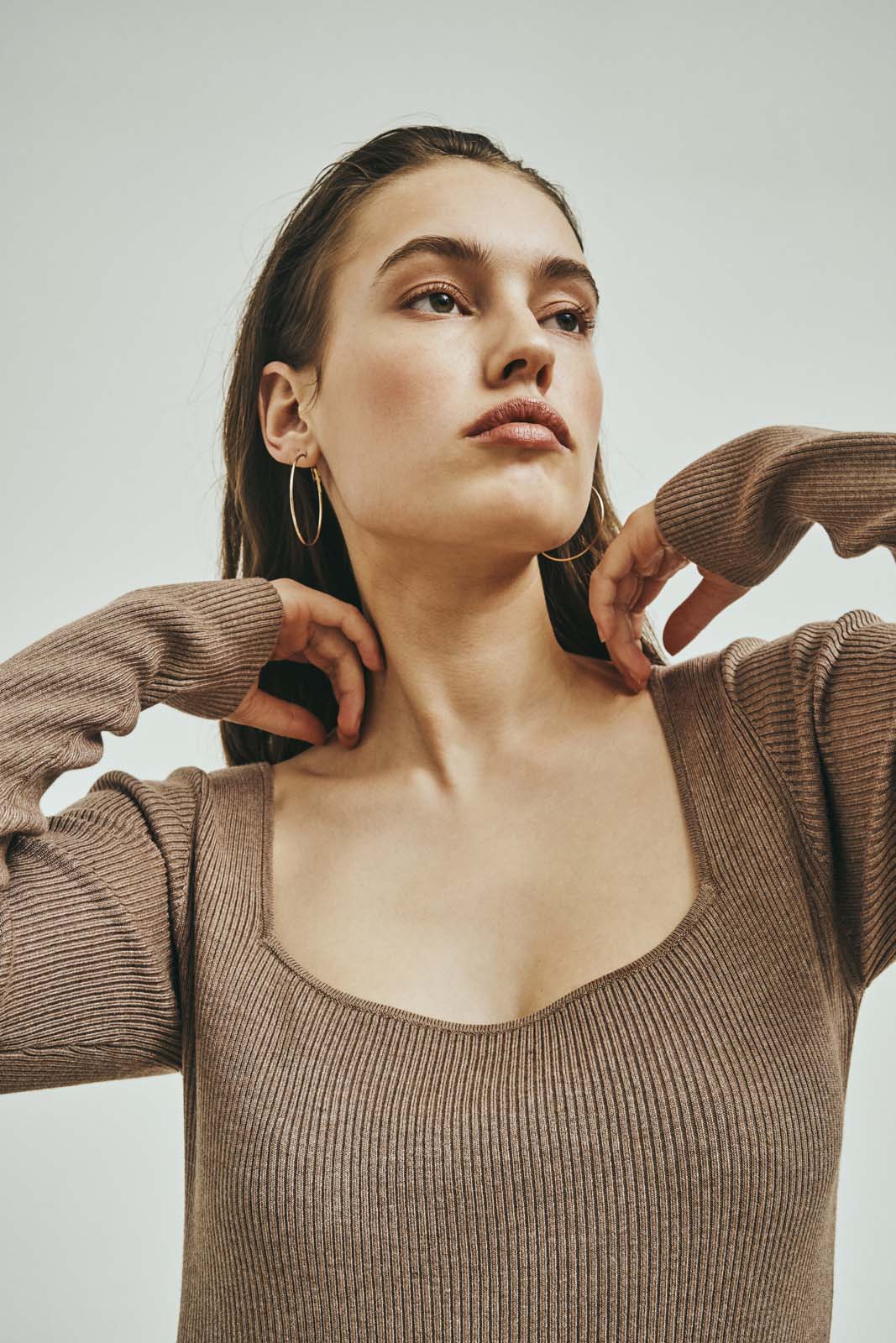 NORR Flora knit dress Kjoler Light brown melange
