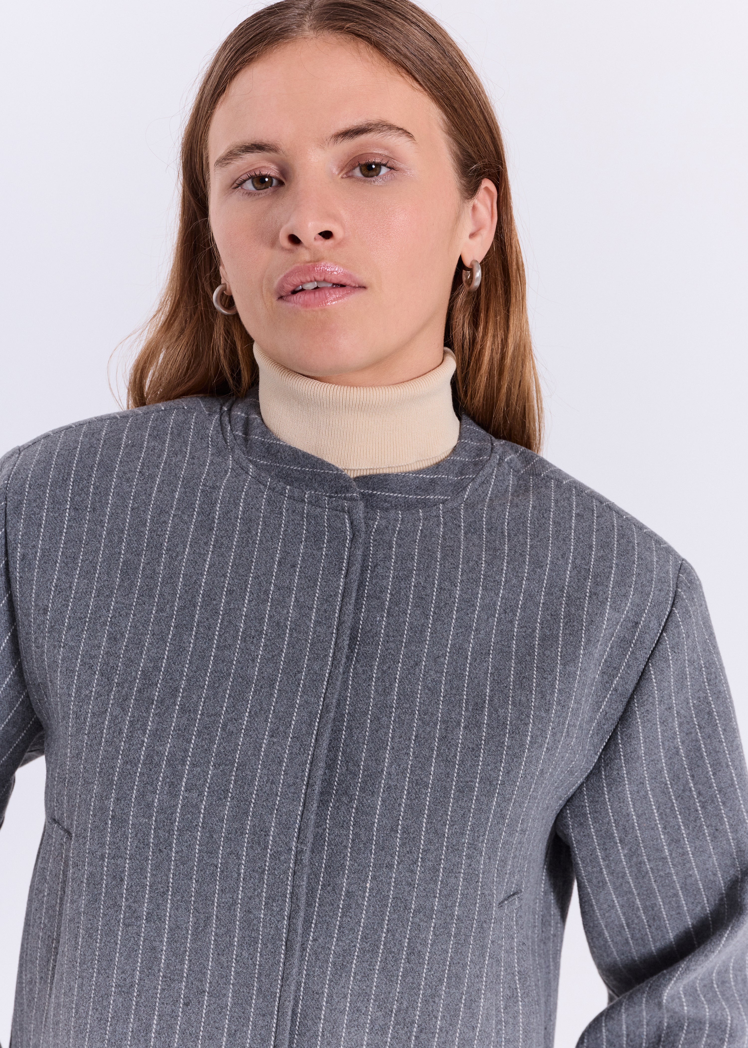 NORR Frigga light bomber jacket Jakker Light Grey Pinstripe