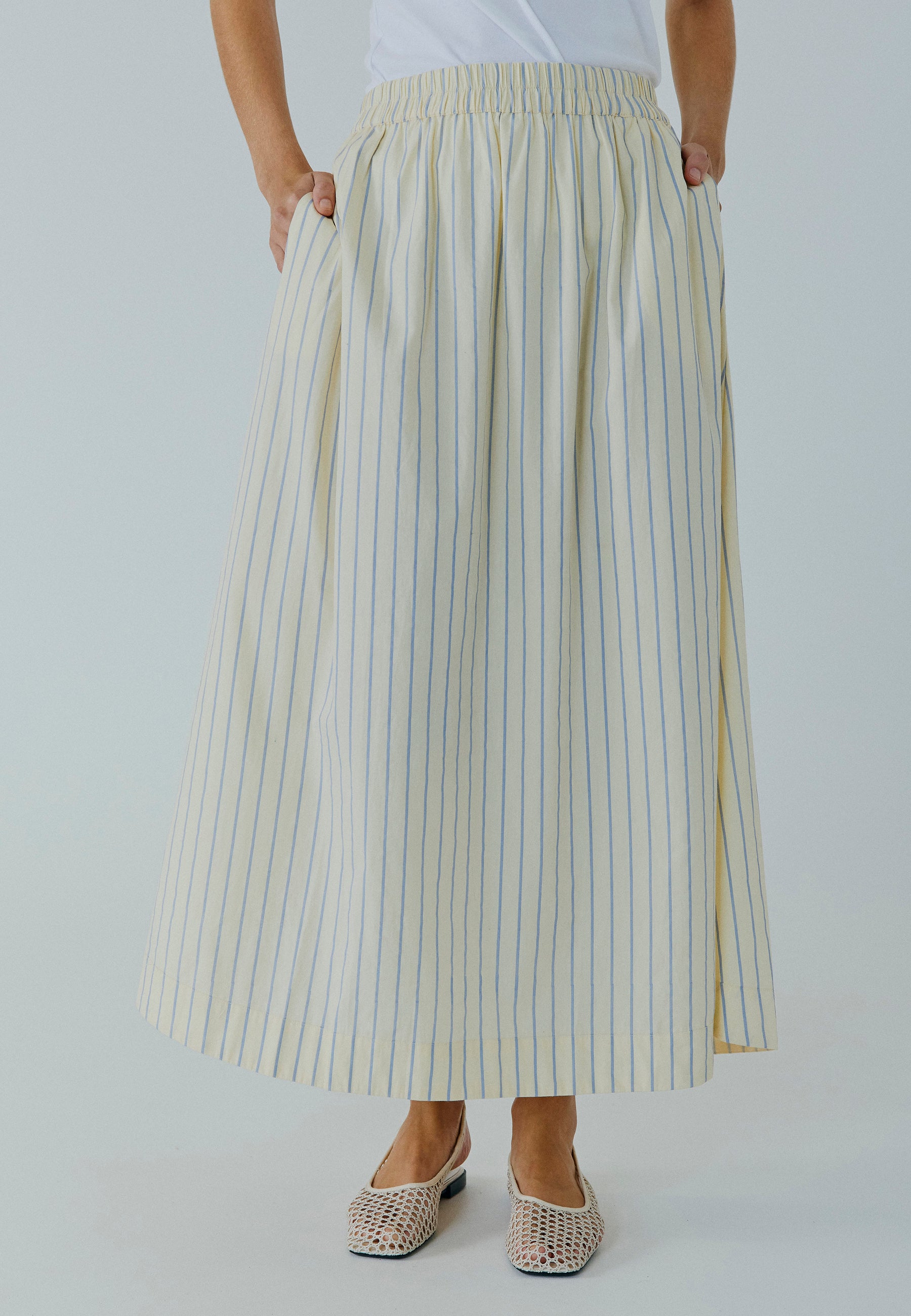 NORR Frikka maxi skirt Nederdele Light yellow stripe