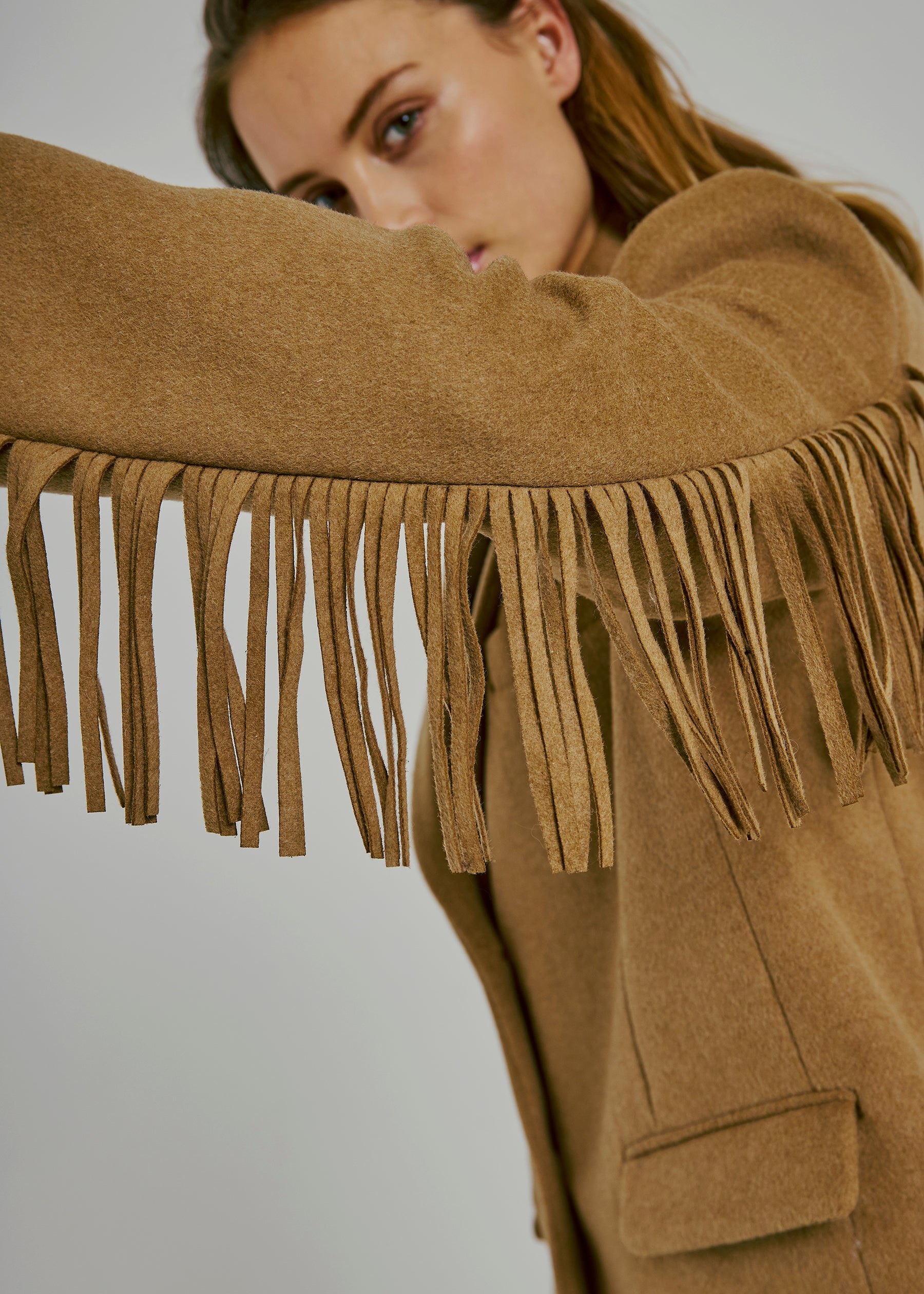 NORR Fringe wool blazer Jakker Camel