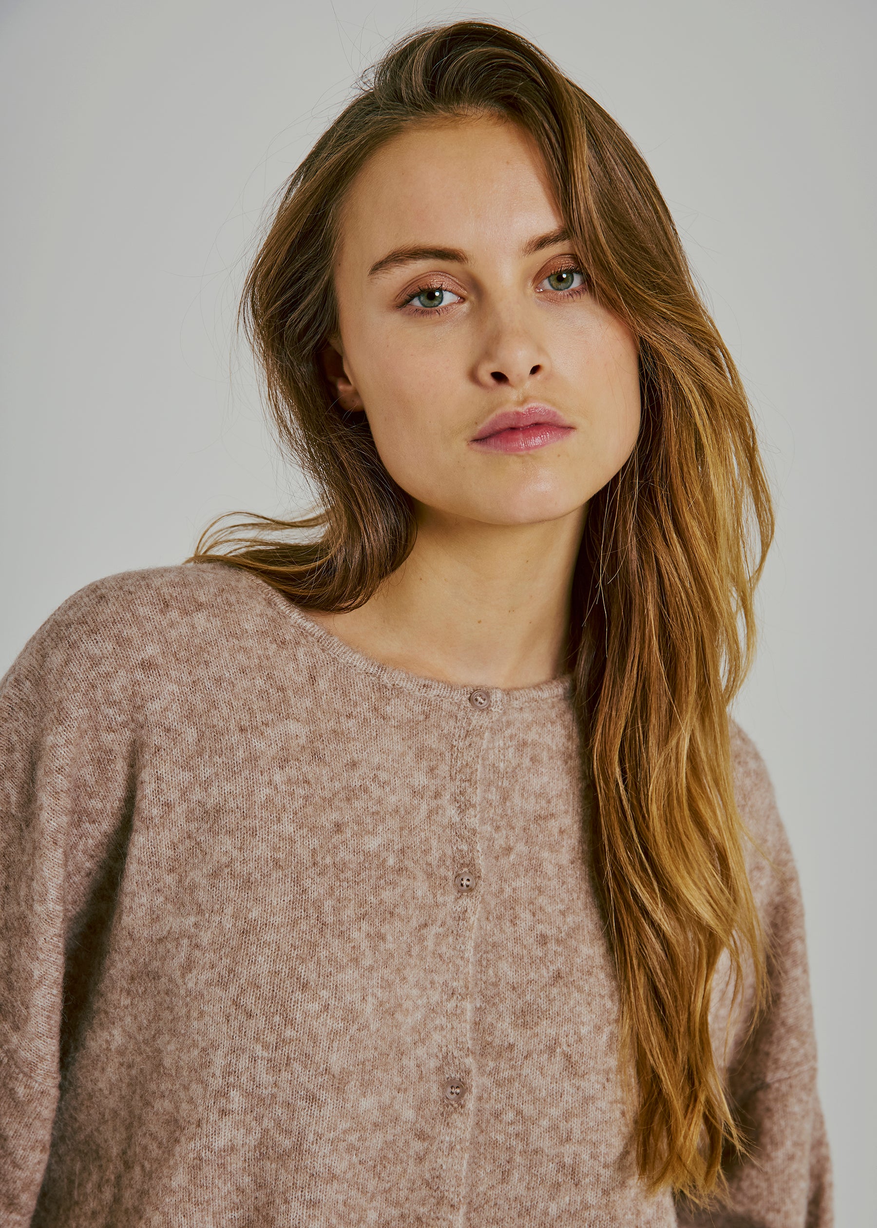 NORR Halli button knit cardigan Cardigans Camel