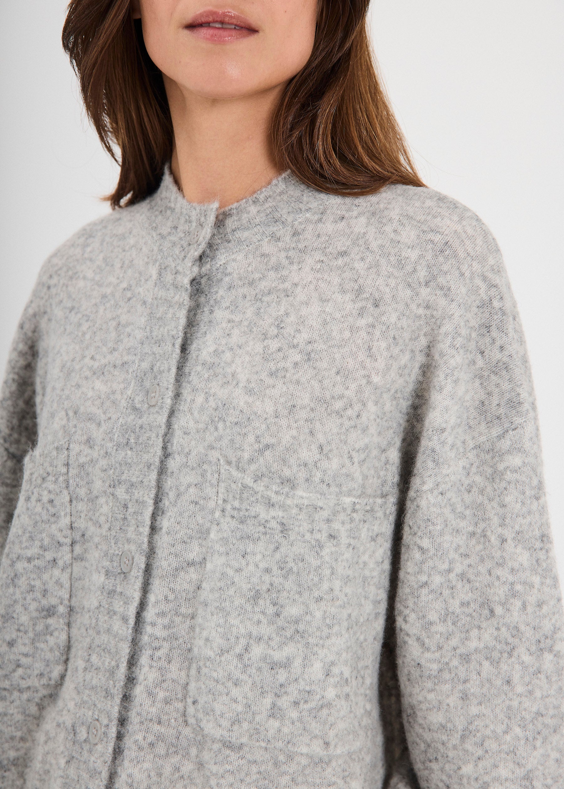 NORR Halli knit cardigan Strik Light grey melange