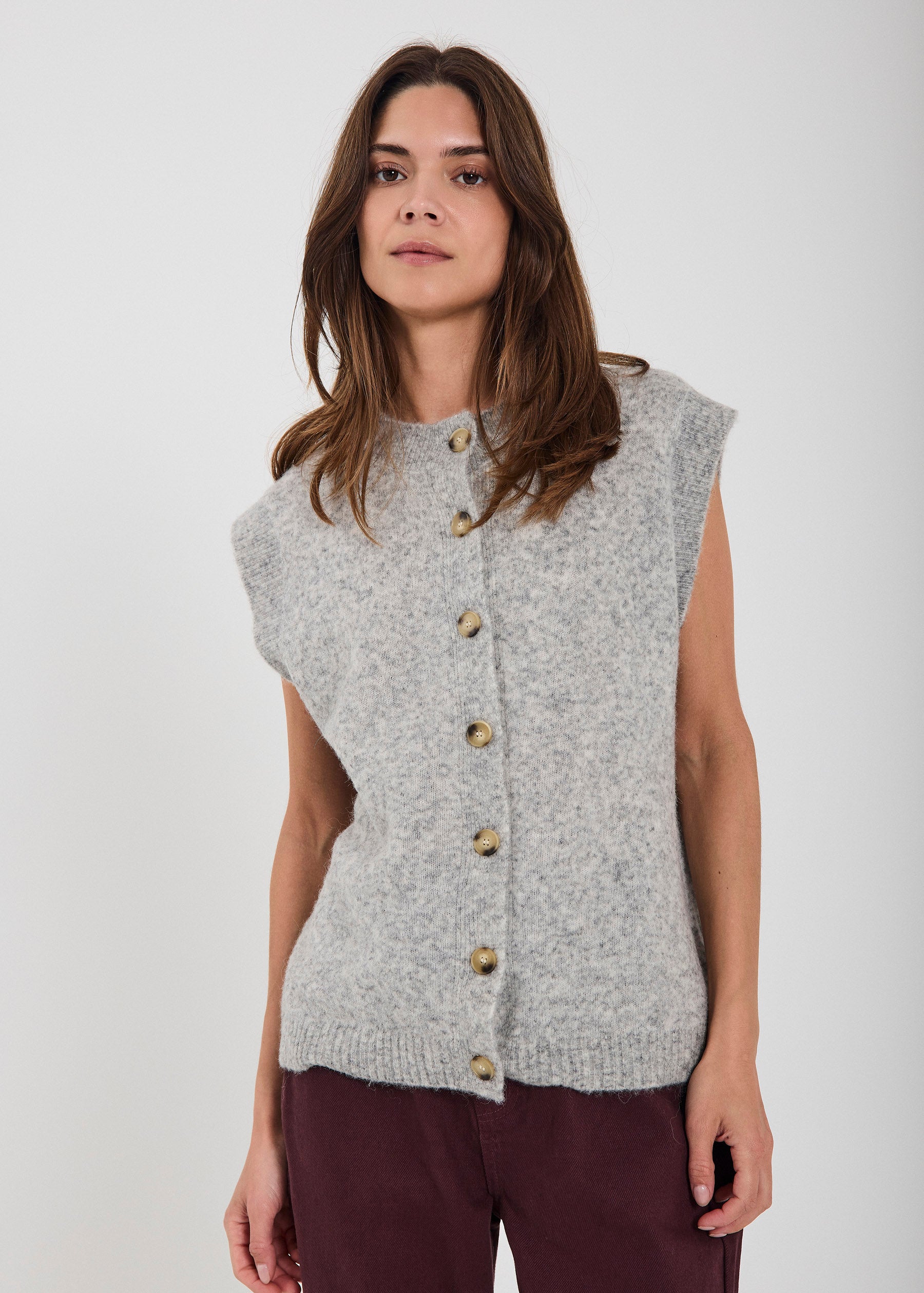 NORR Halli knit waistcoat Strik Light grey melange