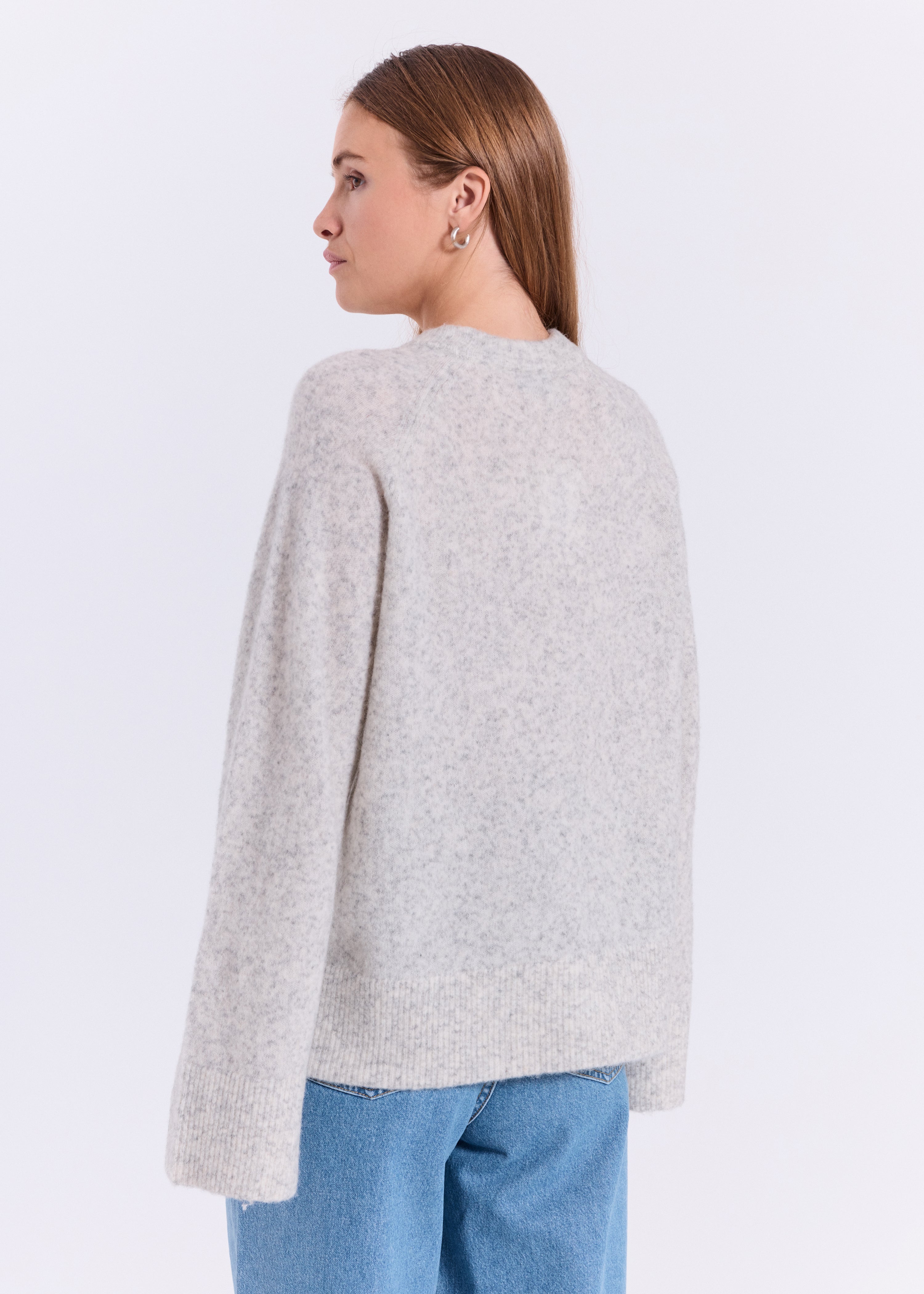 NORR Halli loose fit knit top Strik Light grey melange