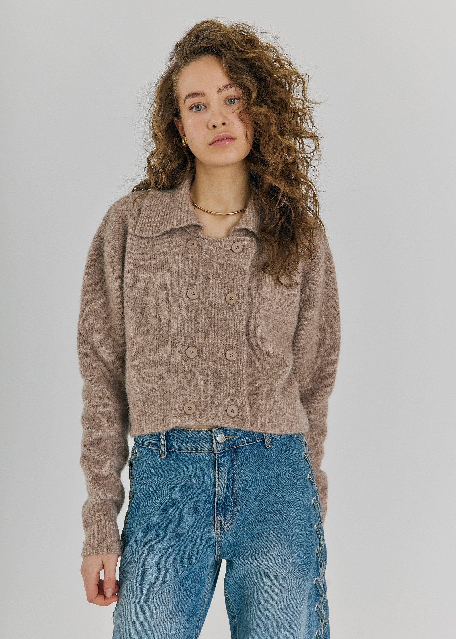 NORR Halli short knit cardigan Knits Camel