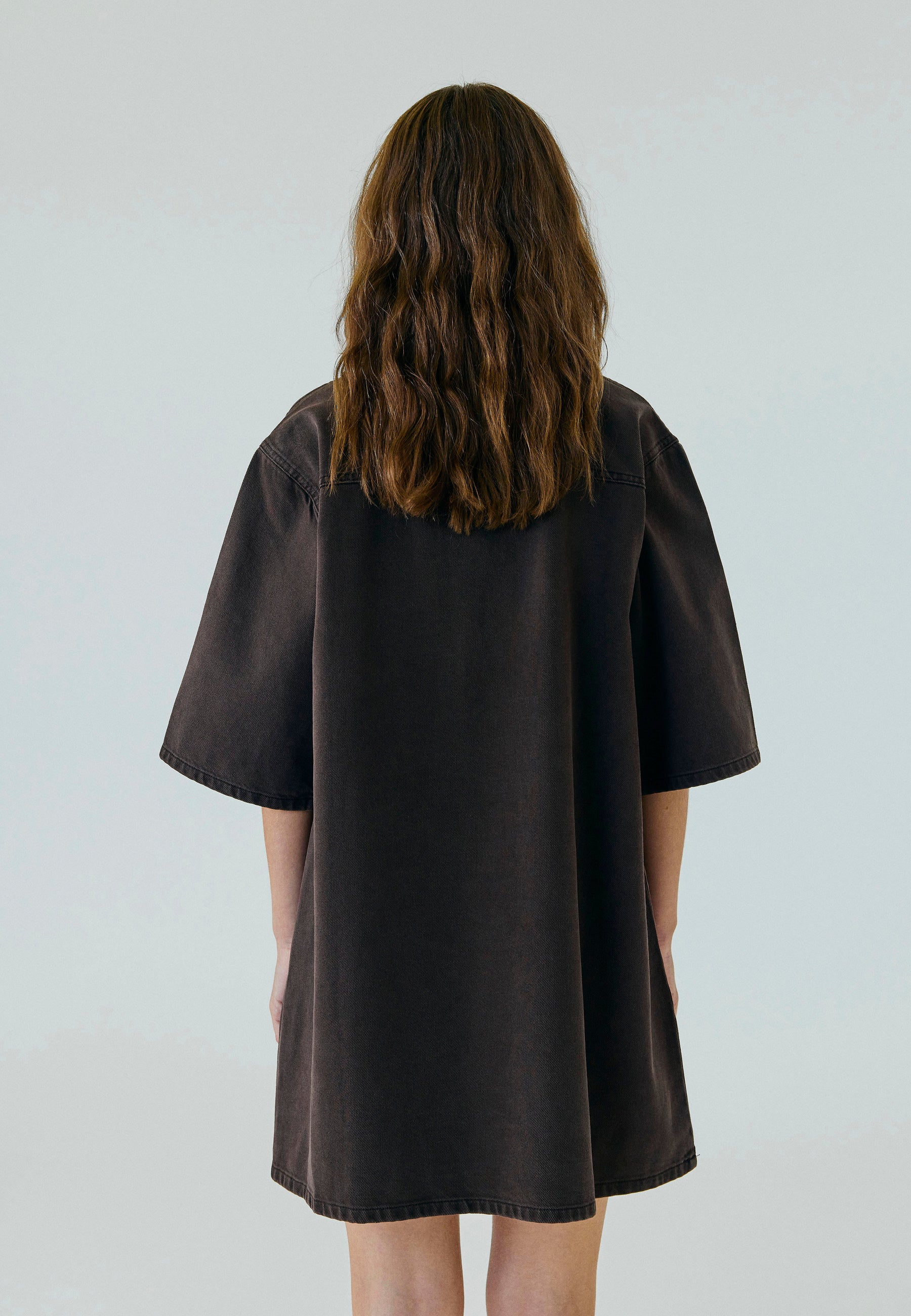 NORR Hannali v-neck denim dress Kjoler Brown washed