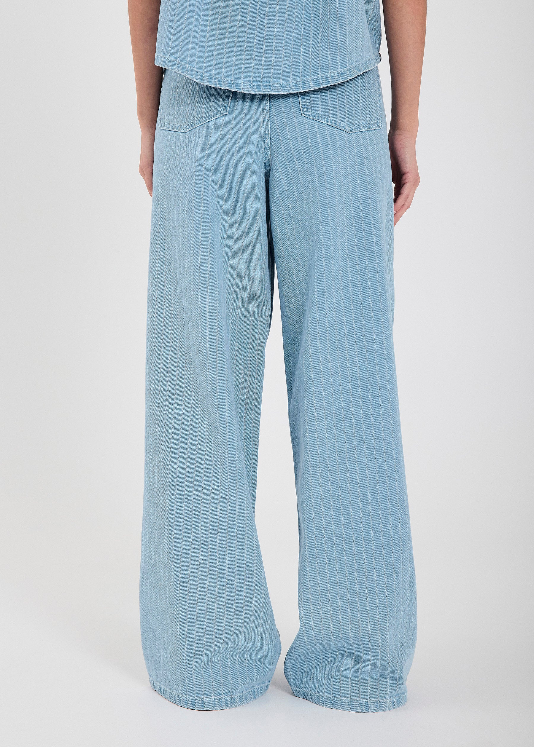NORR Hannali wide jeans Bukser Light blue stripe