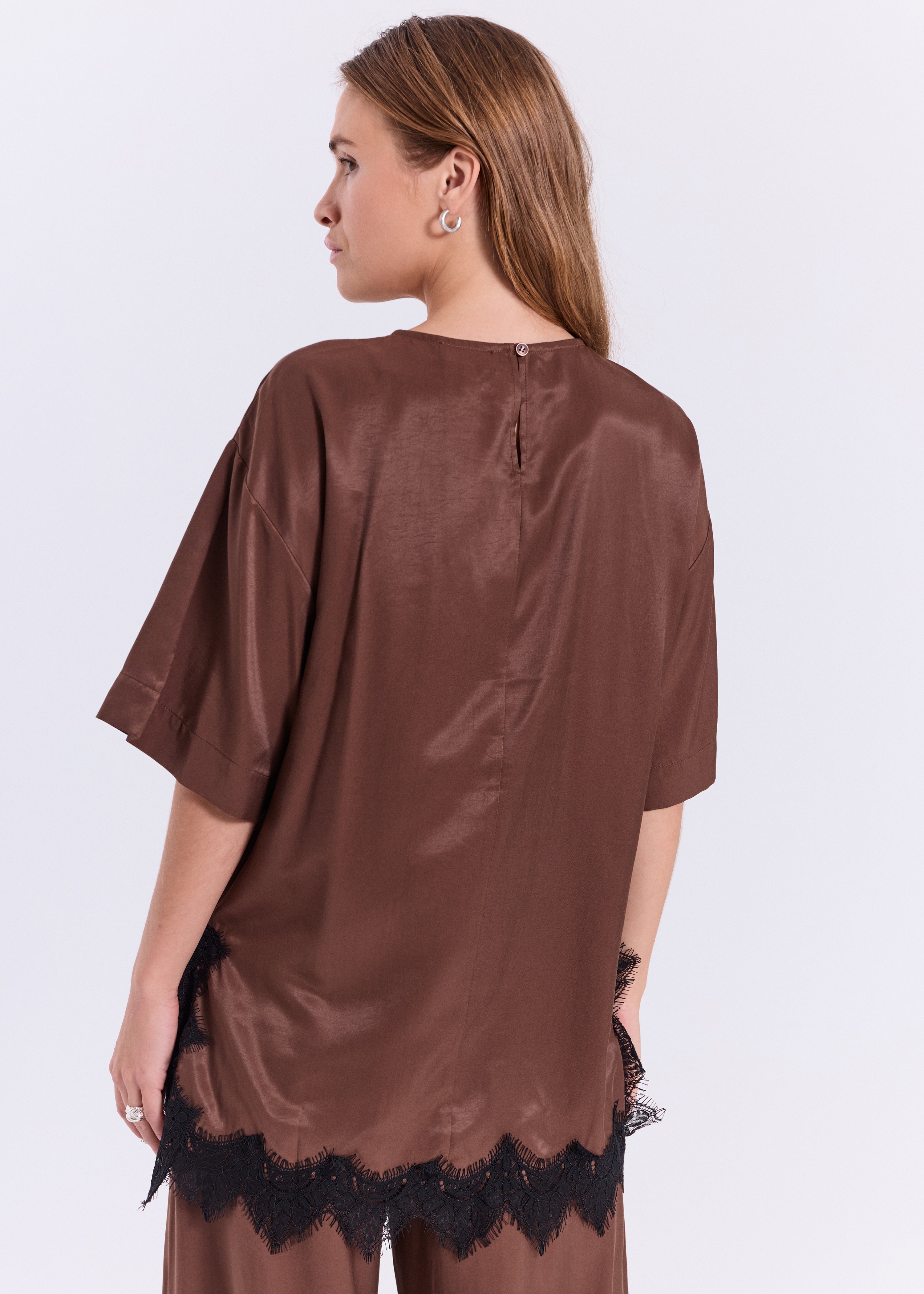 NORR Jola lace top Toppe Dark Brown