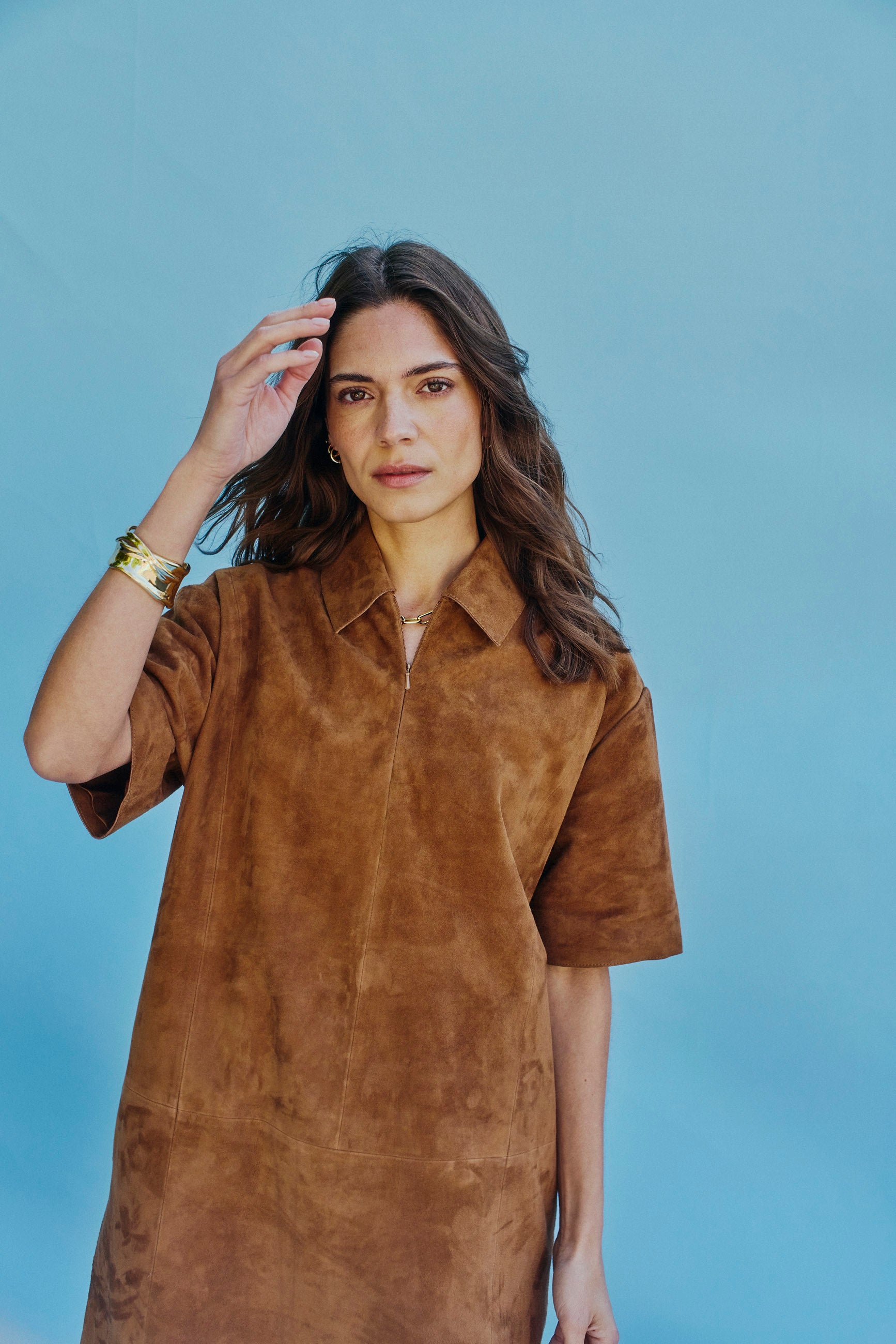 NORR Kamilla suede dress Kjoler Cognac