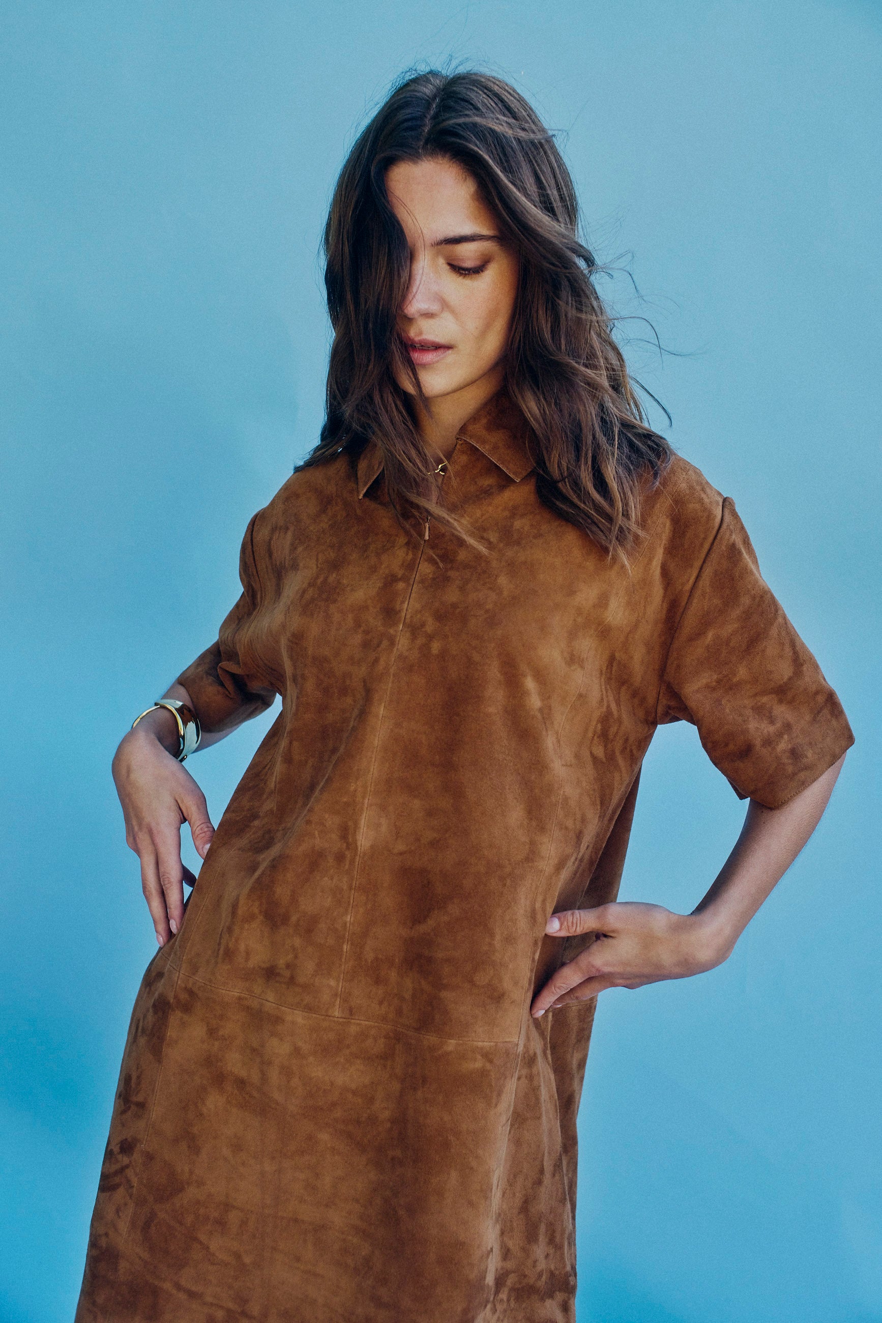 NORR Kamilla suede dress Kjoler Cognac