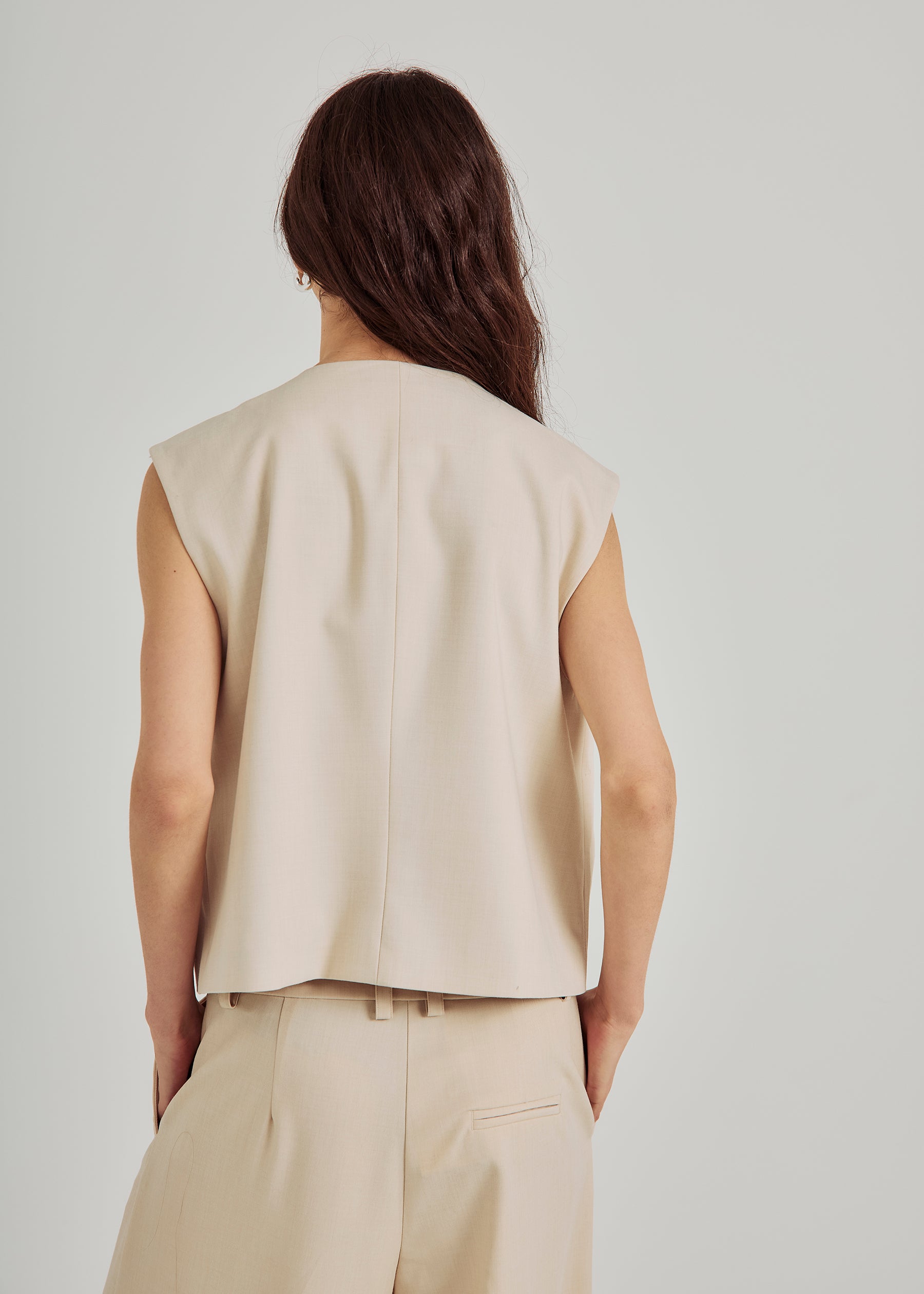 NORR Kamin cropped waistcoat Vest Beige