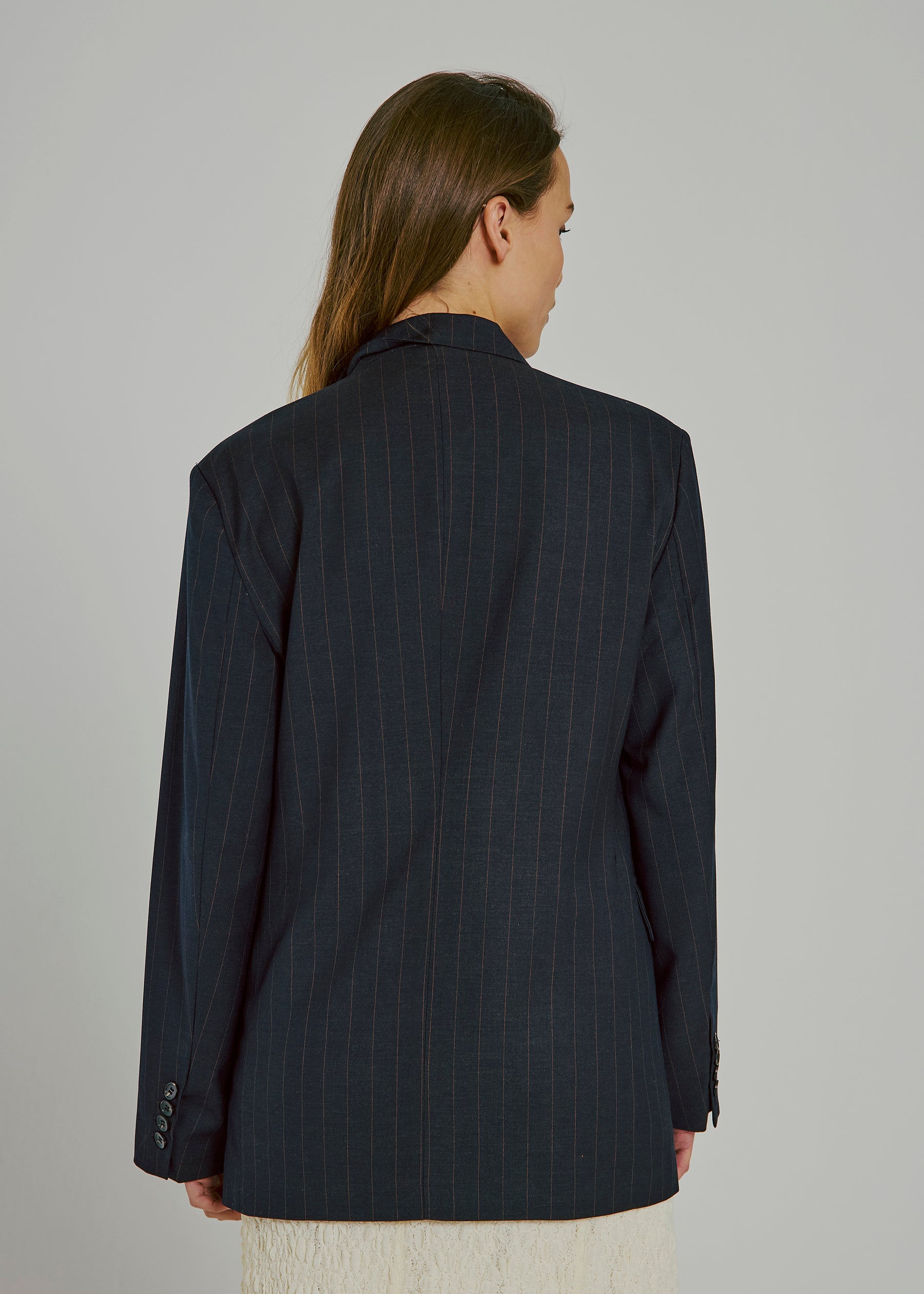 NORR Kandria shaped blazer Blazer Brown pinstripe