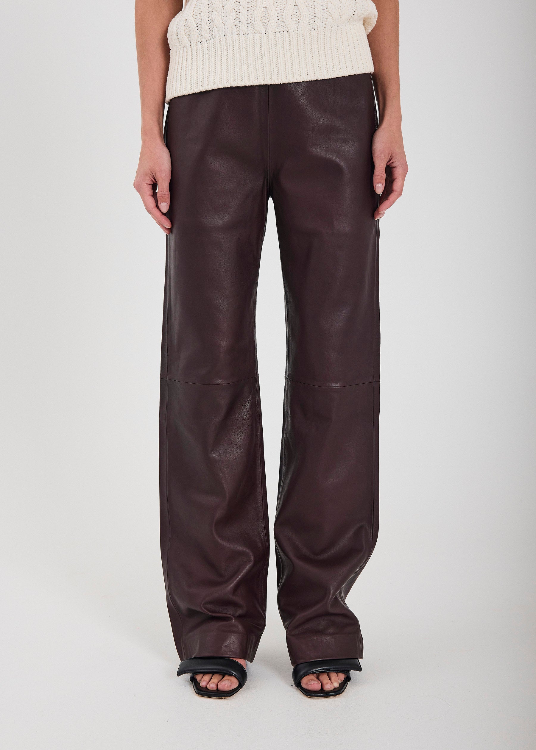 NORR Kathleen leather pants Bukser Bordeaux