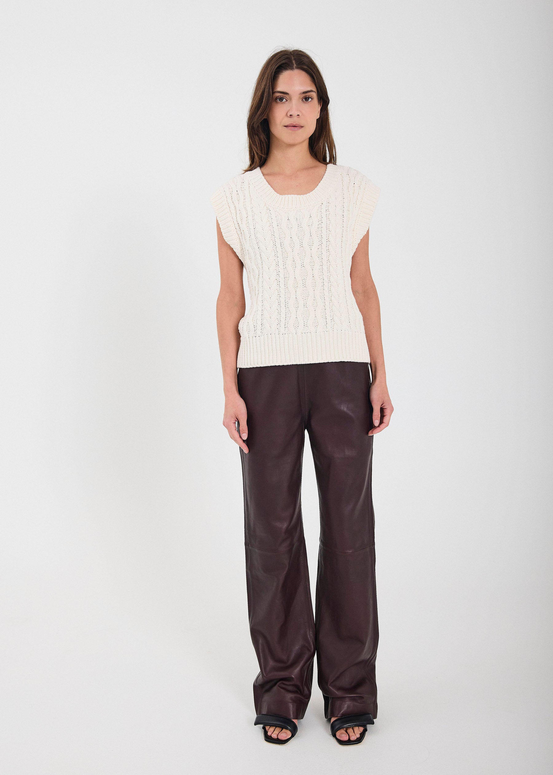 NORR Kathleen leather pants Bukser Bordeaux