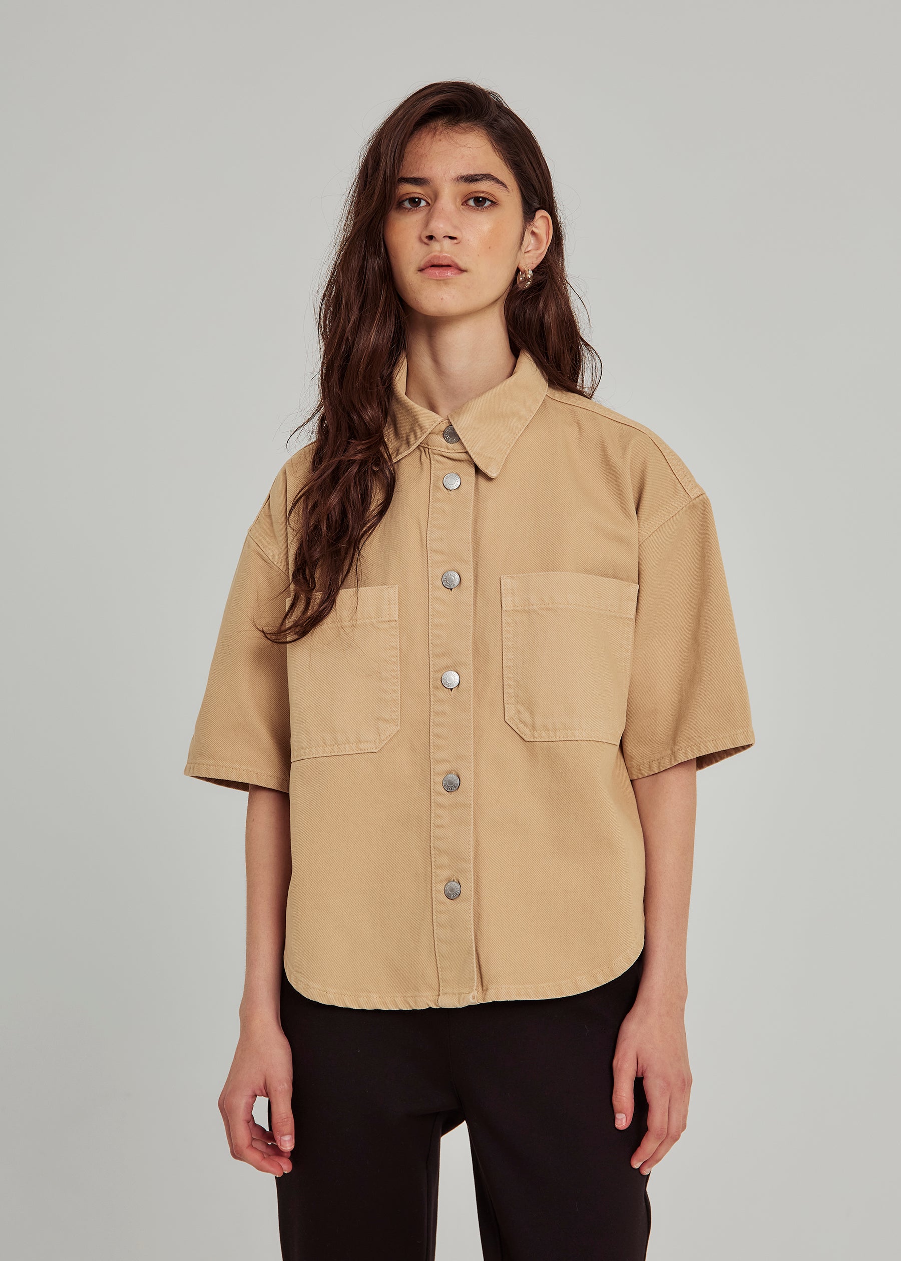NORR Kenzie SS denim shirt Shirts Light sand