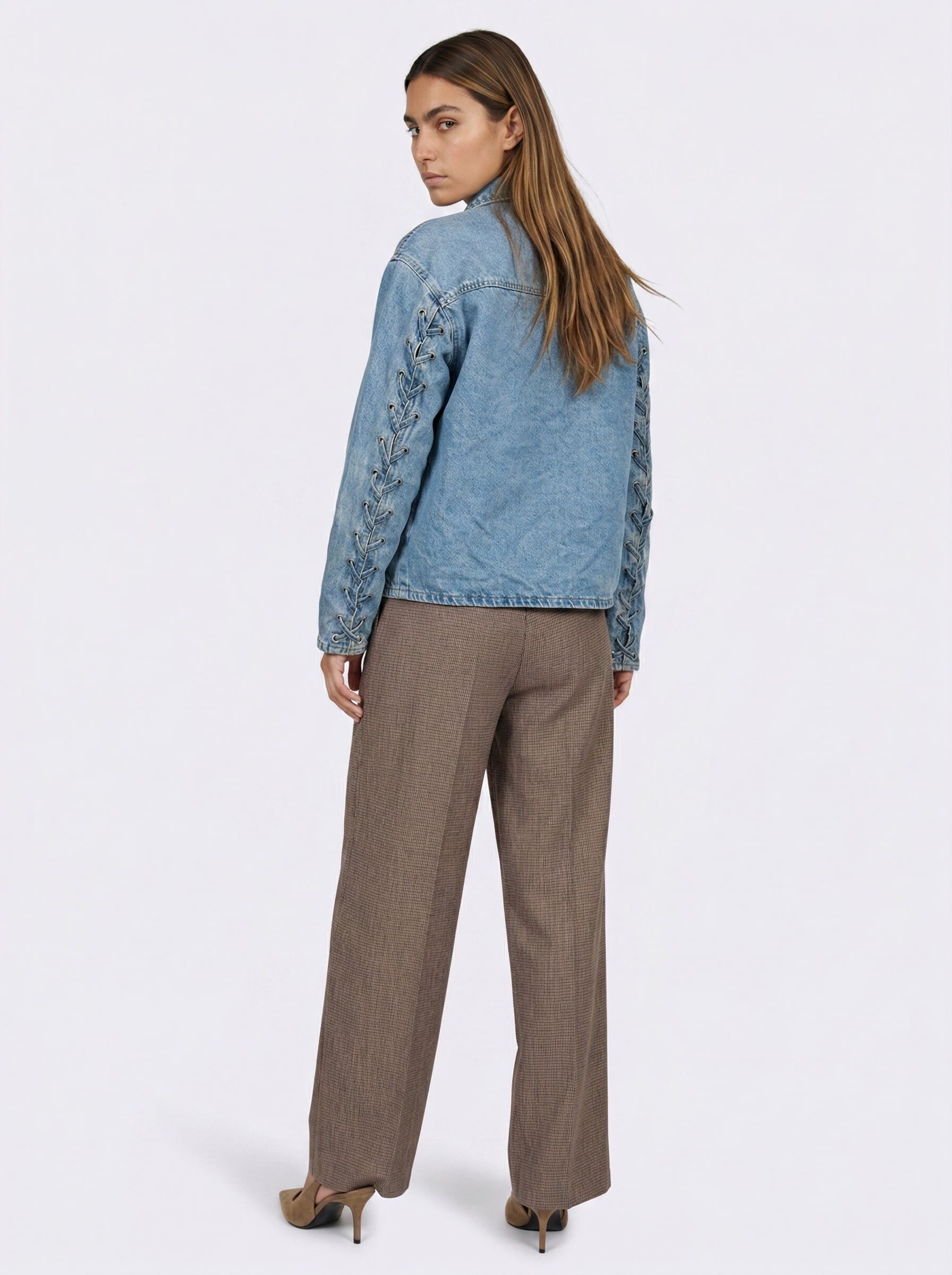NORR Kenzie lace denim shirt Skjorter Medium blue denim