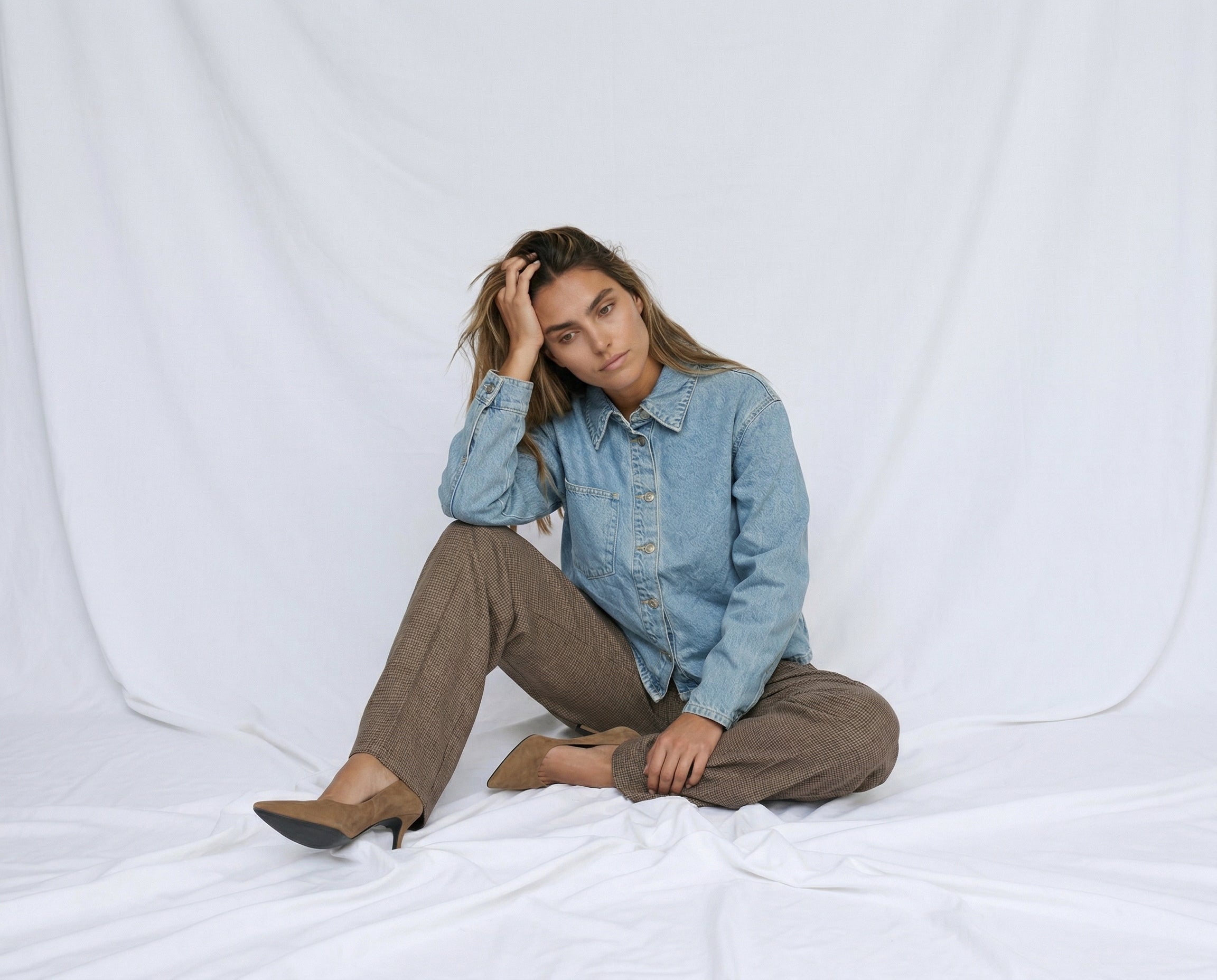 NORR Kenzie lace denim shirt Skjorter Medium blue denim