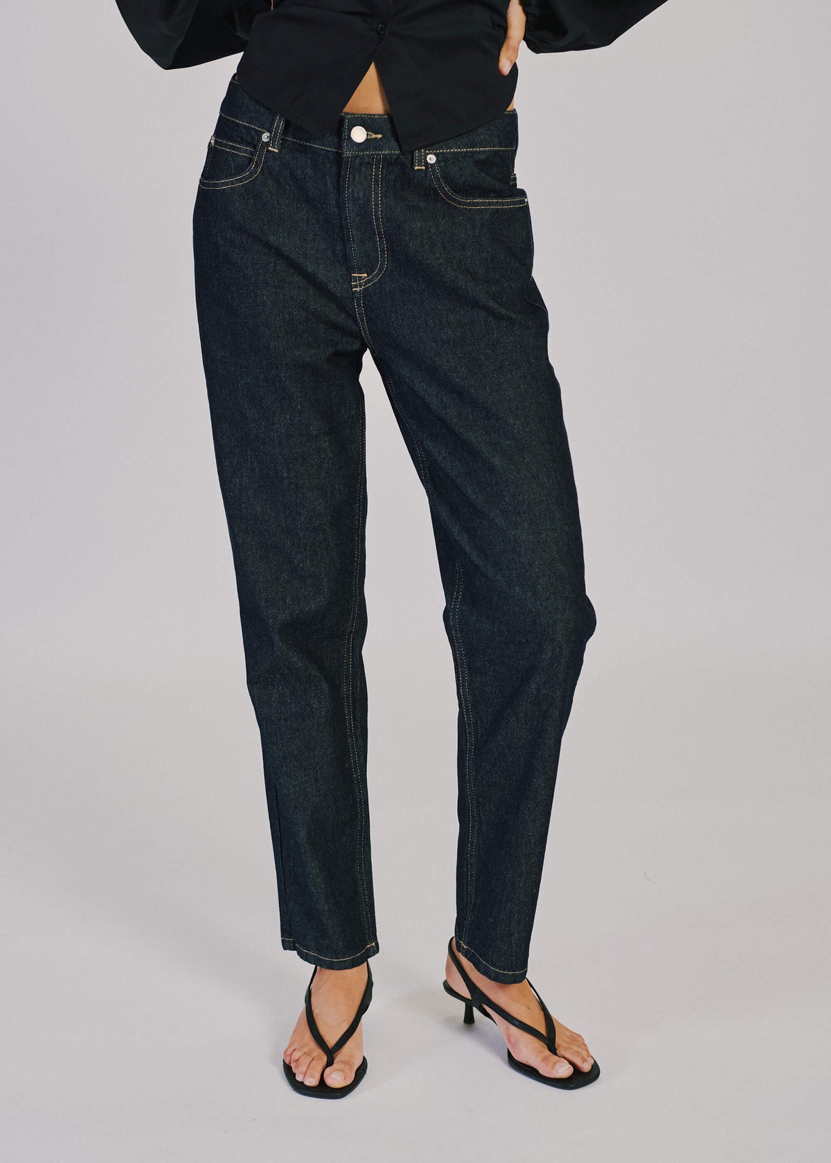 NORR Kenzie relaxed ankle jeans Bukser Dark blue wash