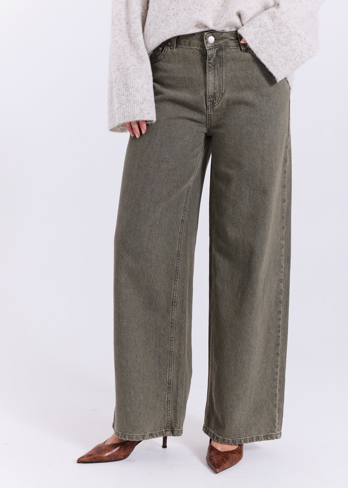 NORR Kenzie wide jeans Bukser Dark green