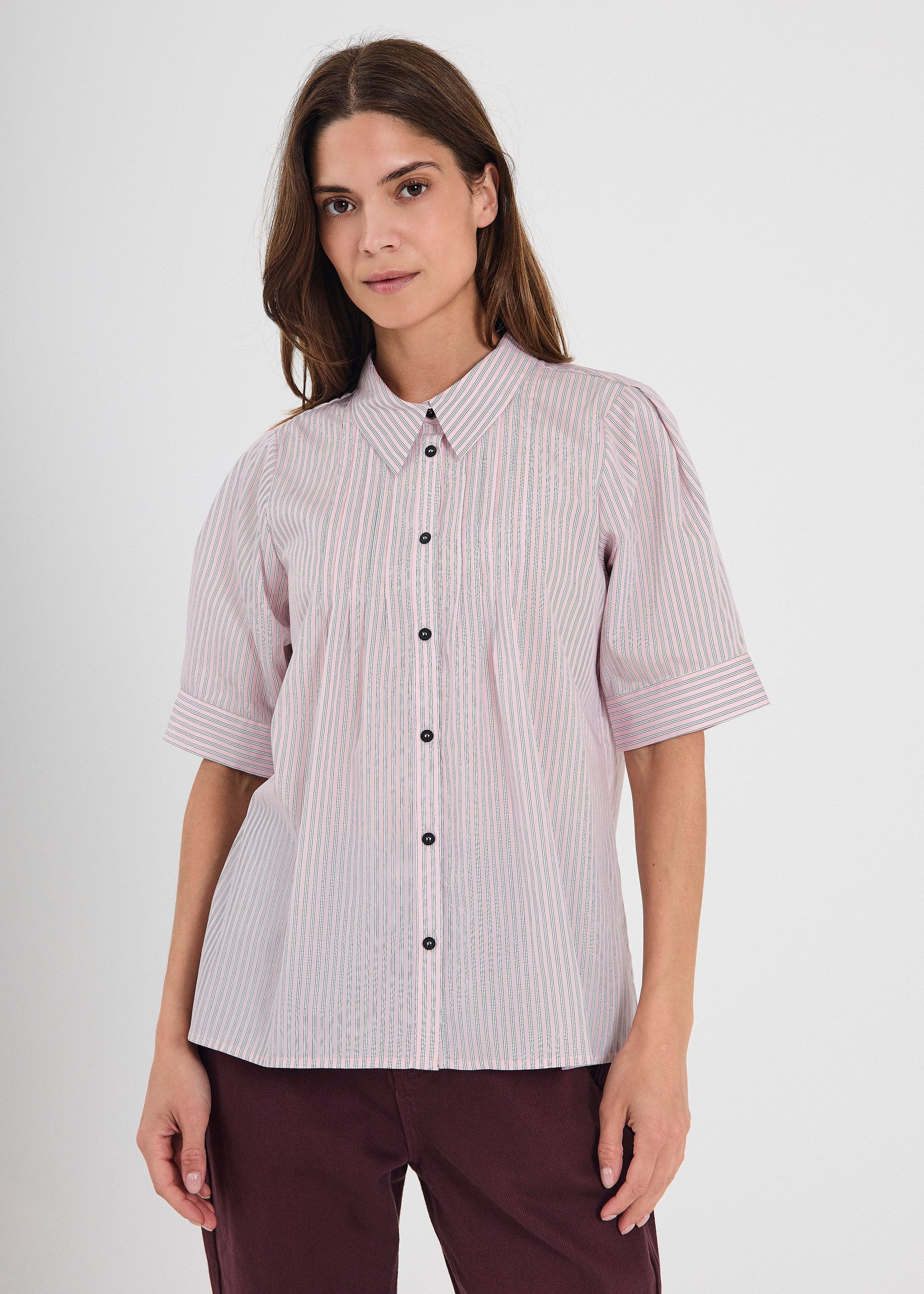 NORR Kristel SS shirt Skjorter Light pink stripe
