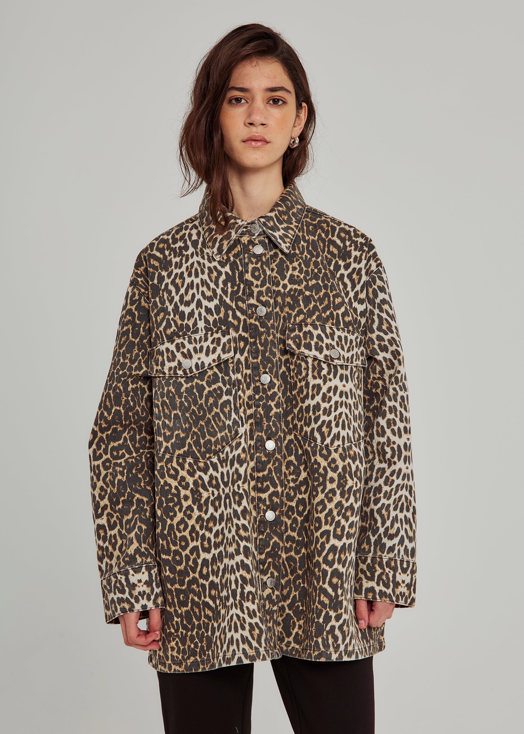 NORR Larisa clean denim shirt Shirts Leo print