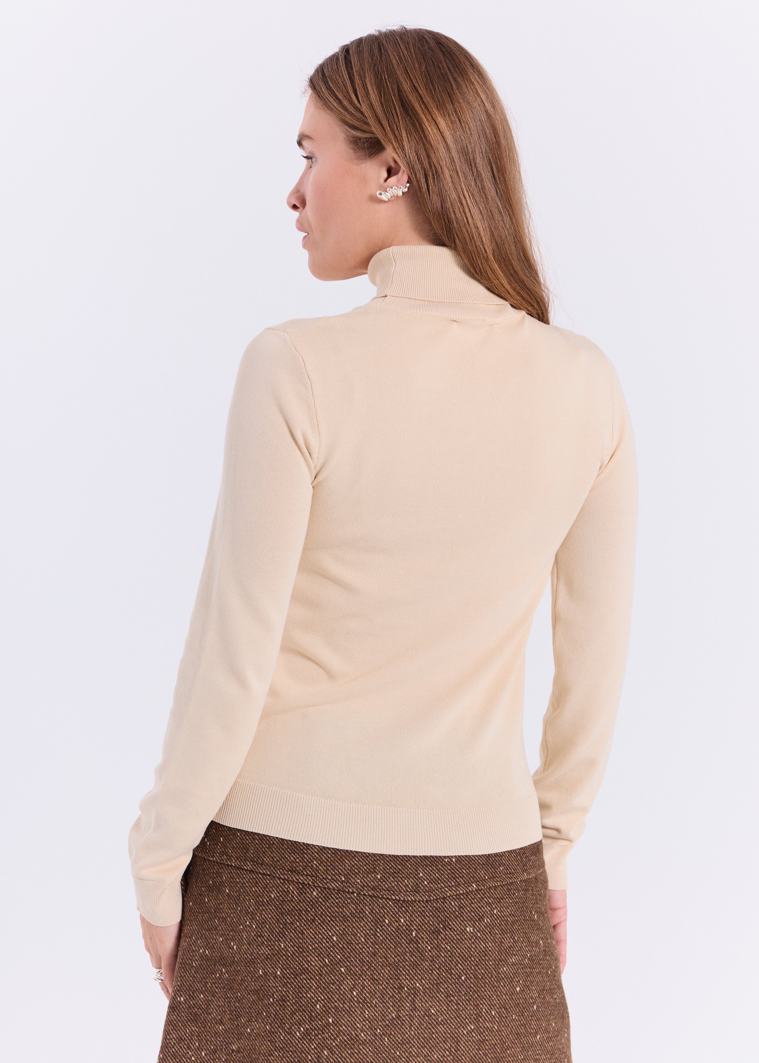 NORR Lena roll neck knit top Strik Light yellow