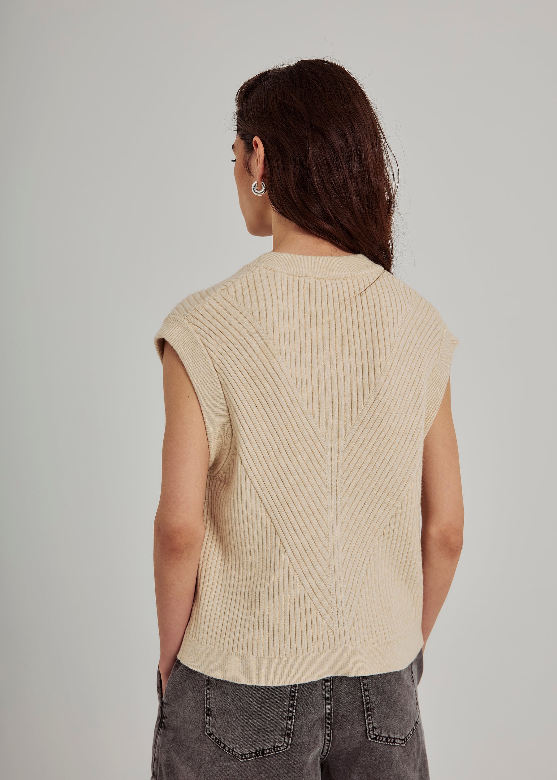 NORR Lindsay knit waistcoat Vest Ivory melange