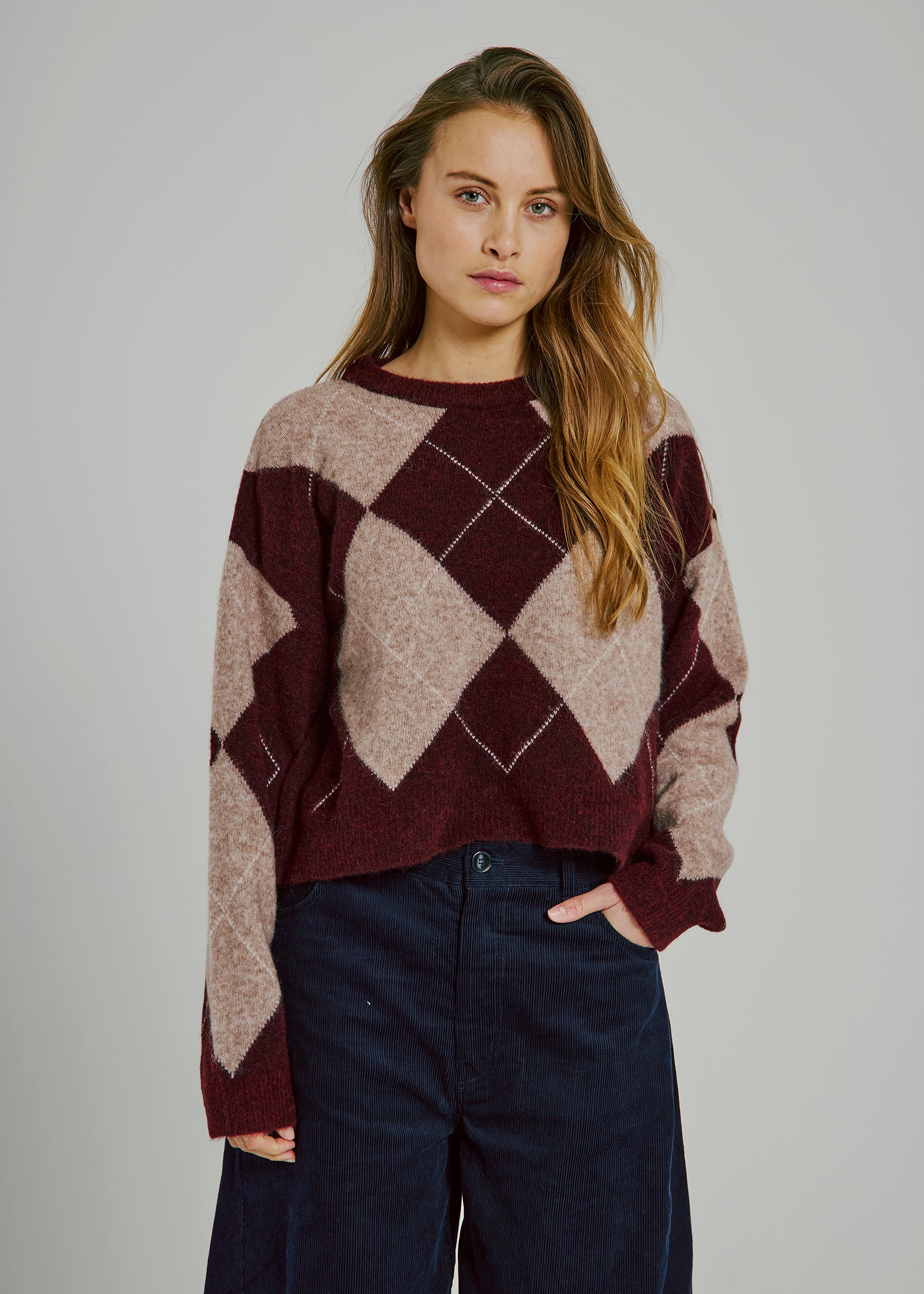 NORR Logan knit top Strik Bordeaux