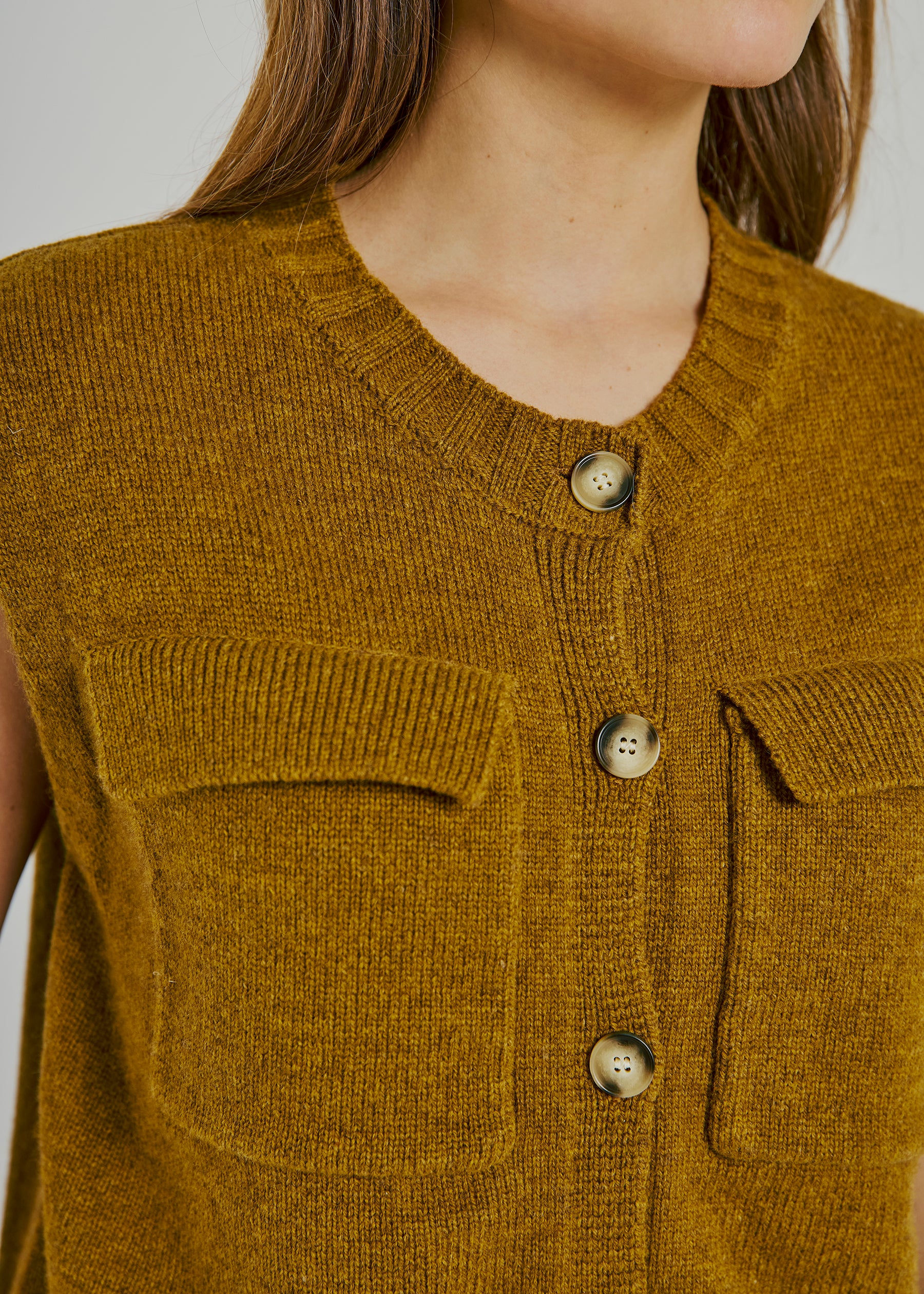 NORR Lucinda wool knit waistcoat Knits Olive