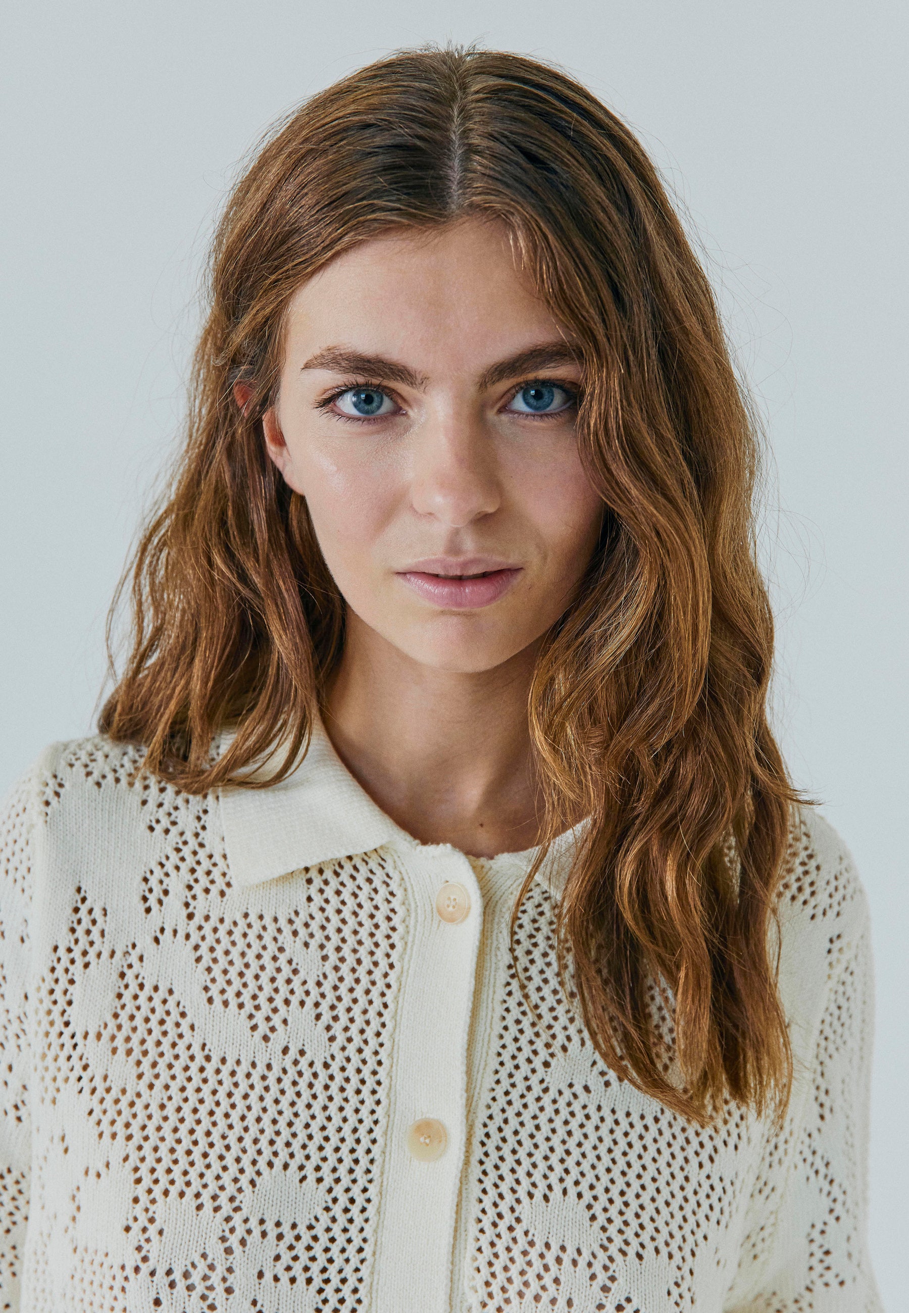 NORR Majsa crochet knit cardigan Cardigans Off-white