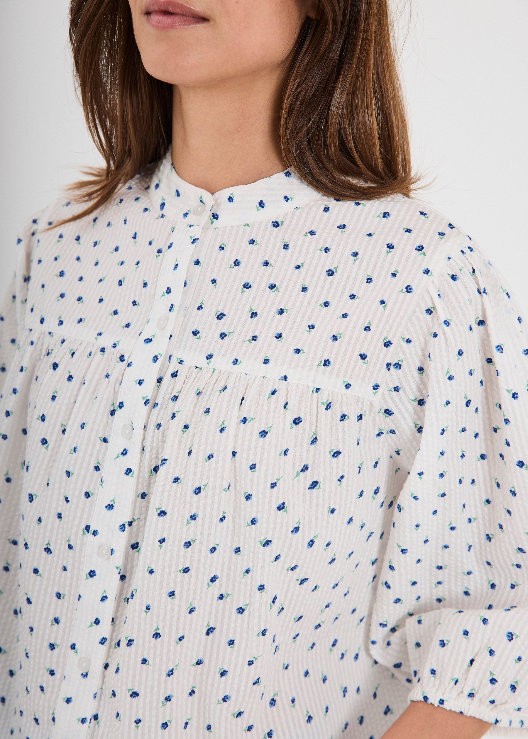 NORR NO - Fia shirt Skjorter Blue flower AOP
