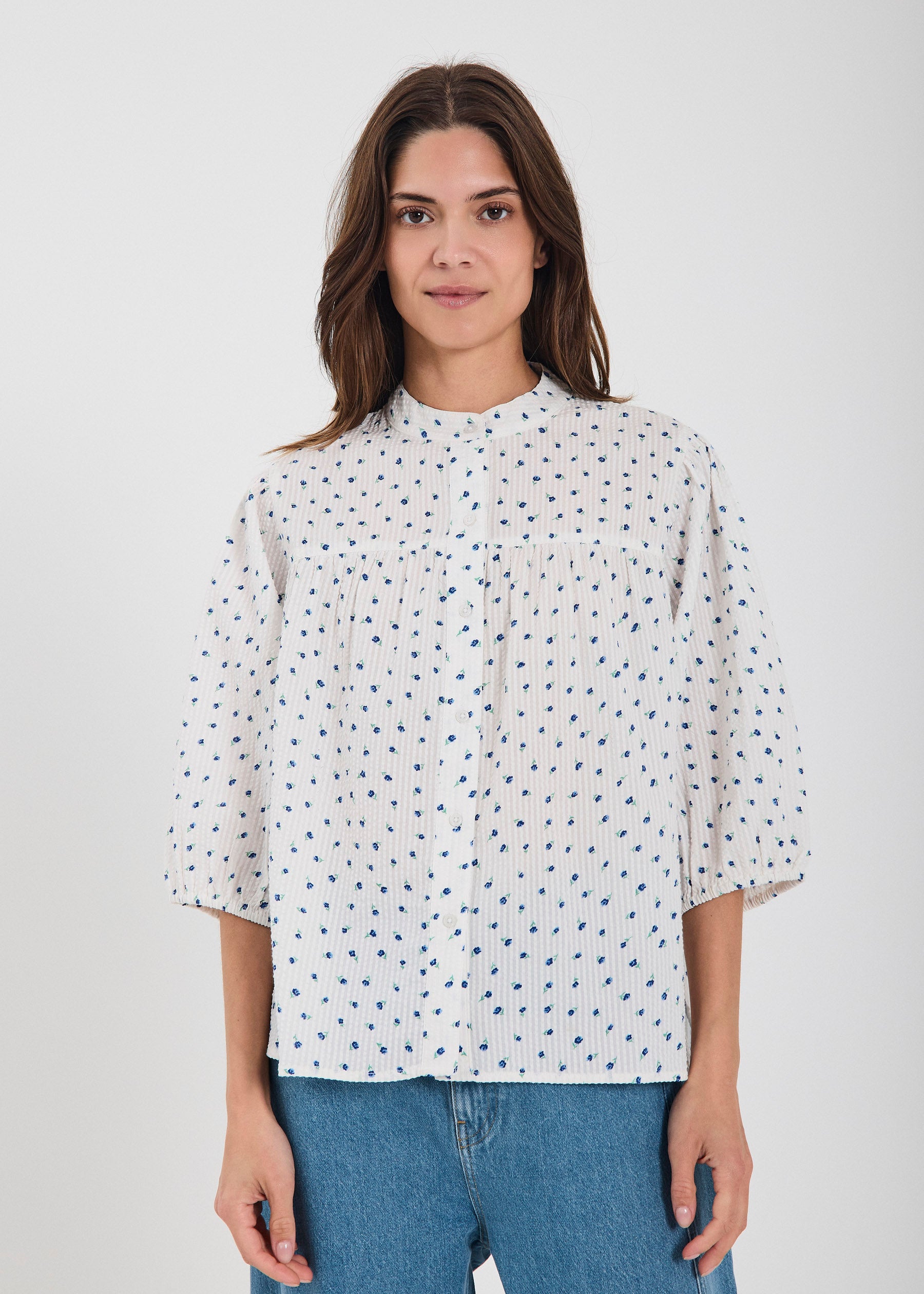 NORR NO - Fia shirt Skjorter Blue flower AOP