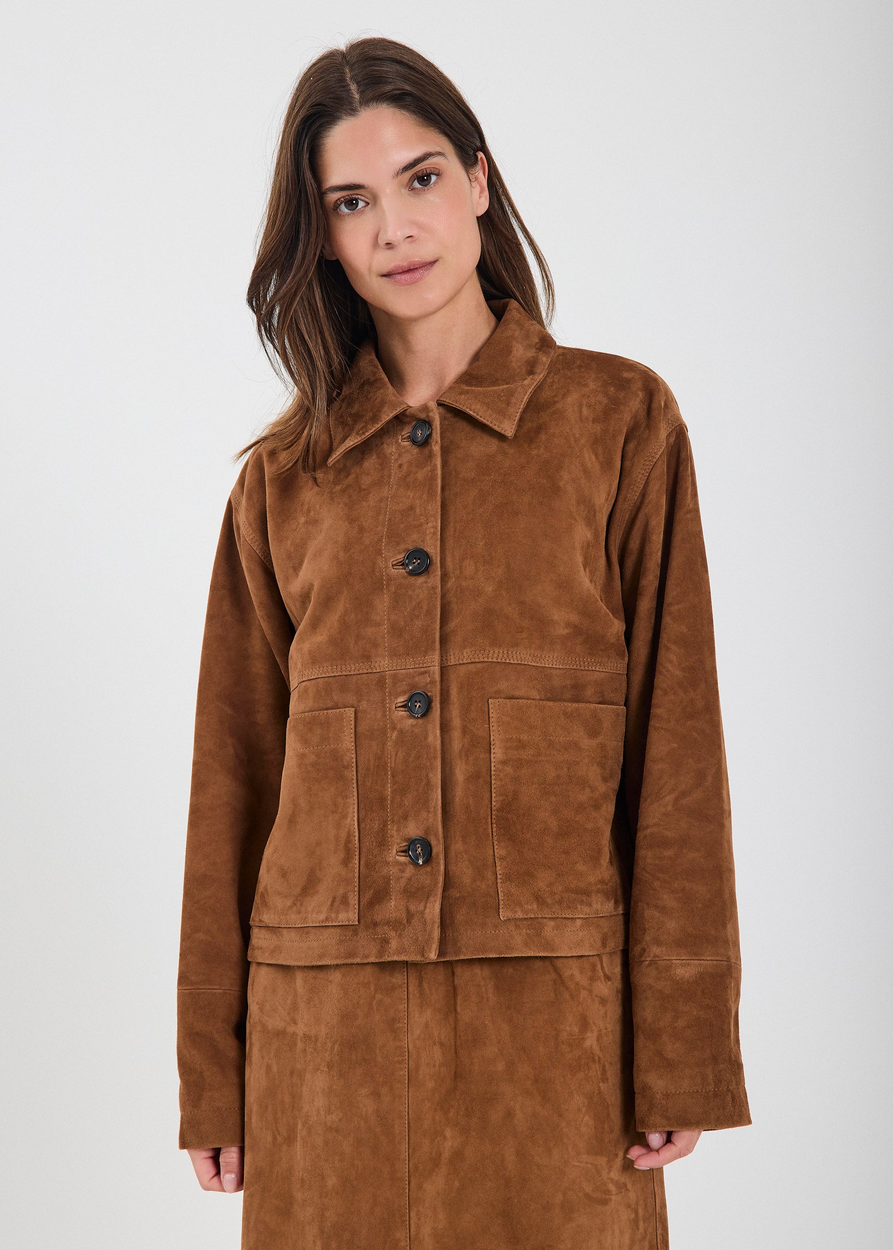 NORR Nathalia suede jacket Jakker Cognac