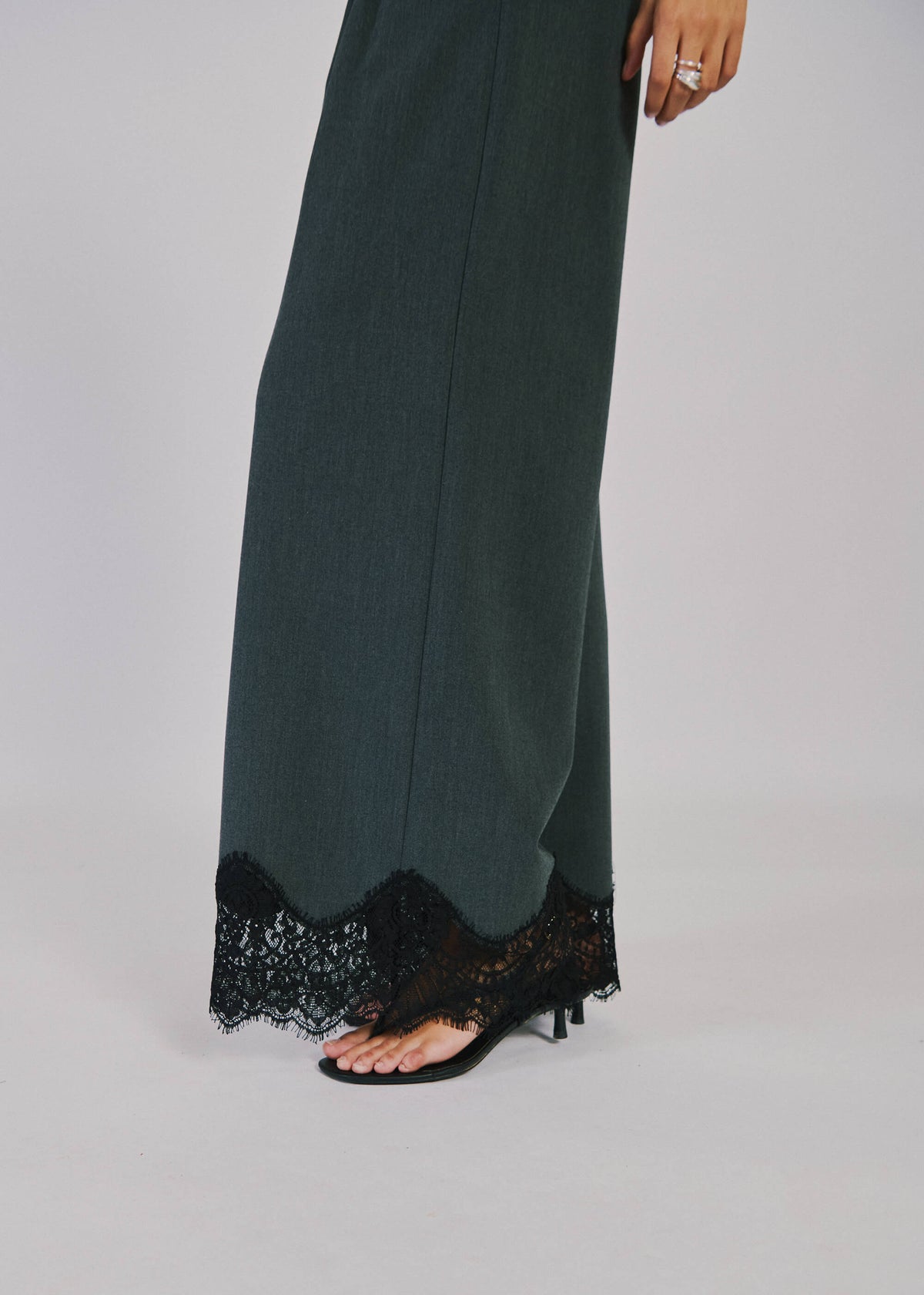 NORR Nina lace pants Bukser Grey melange