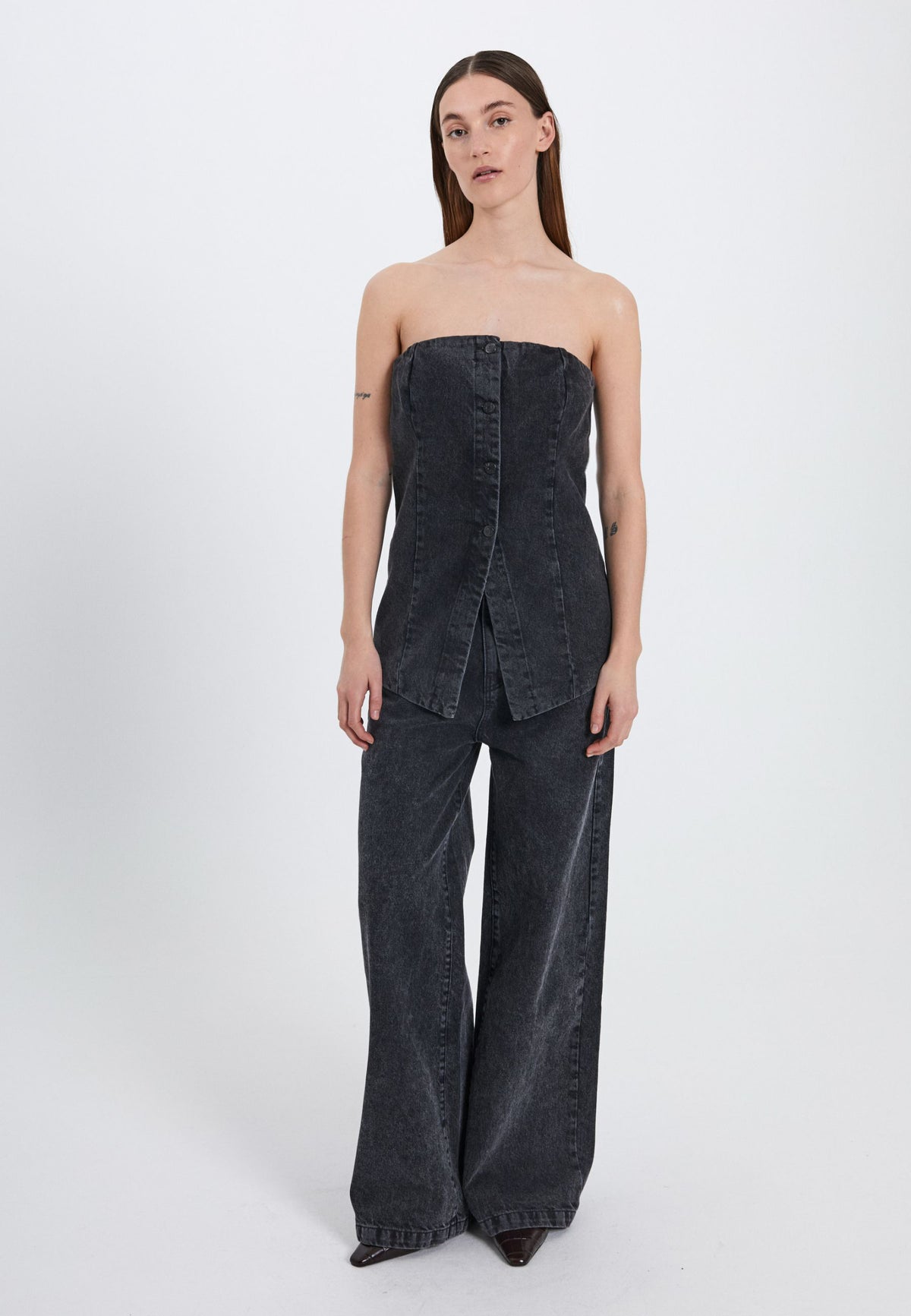 NORR Ninni long tube top Toppe Black washed